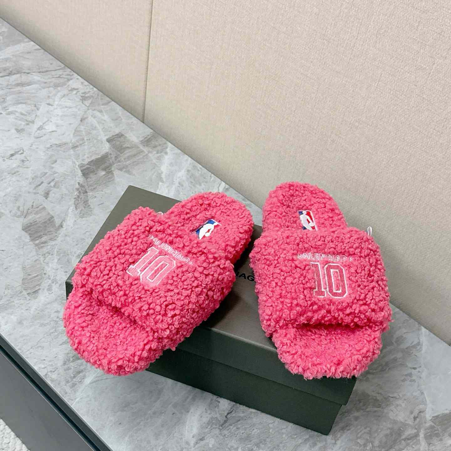 Balenciaga | Nba Collaboration Furry Open Mule - FashionPlug