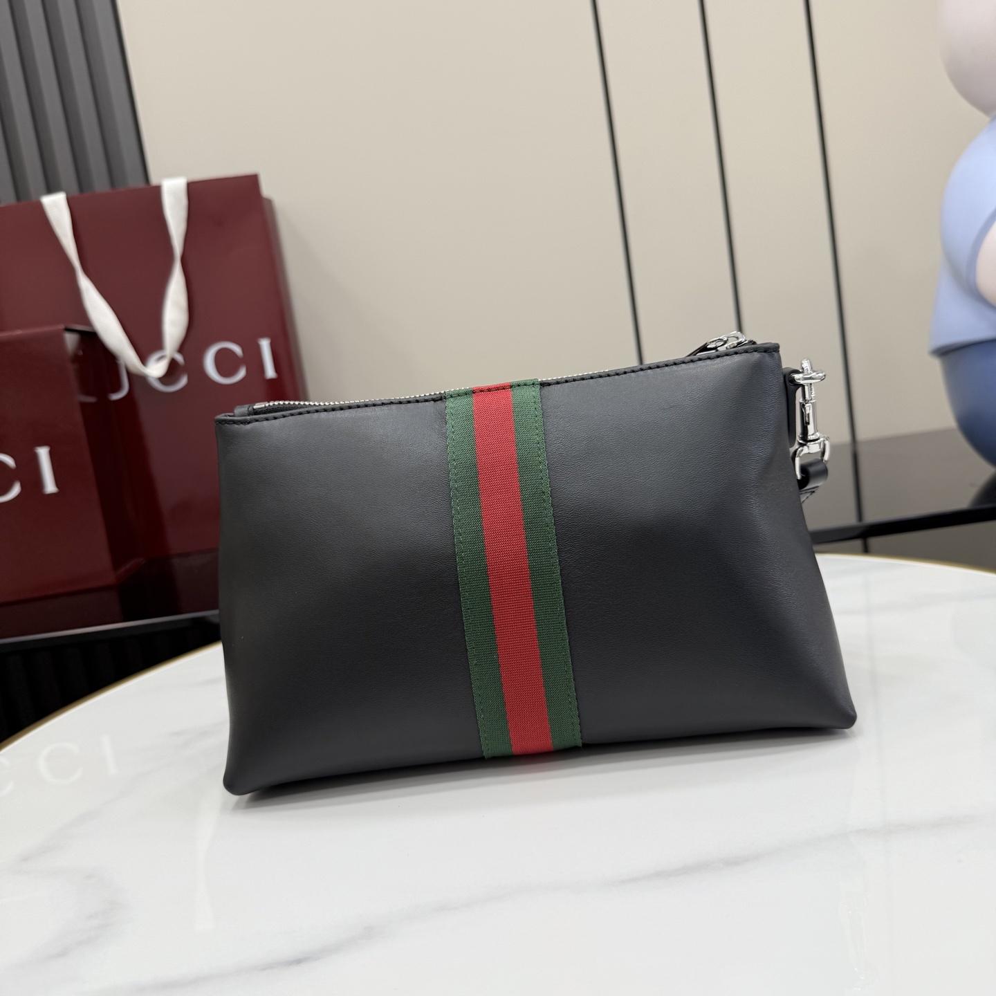 Gucci Web Trademark Medium Pouch - FashionPlug