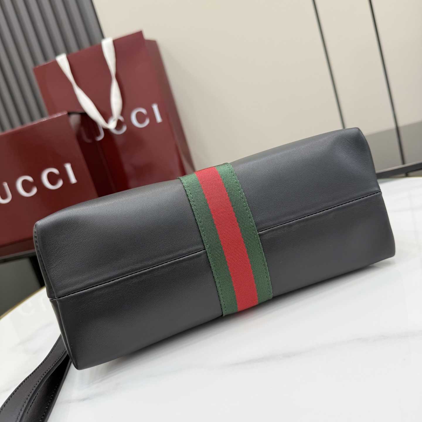 Gucci Web Trademark Medium Pouch - FashionPlug