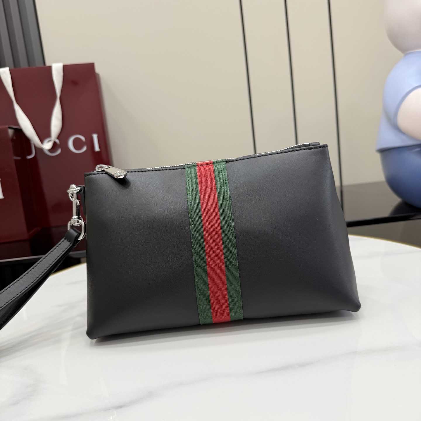 Gucci Web Trademark Medium Pouch - FashionPlug