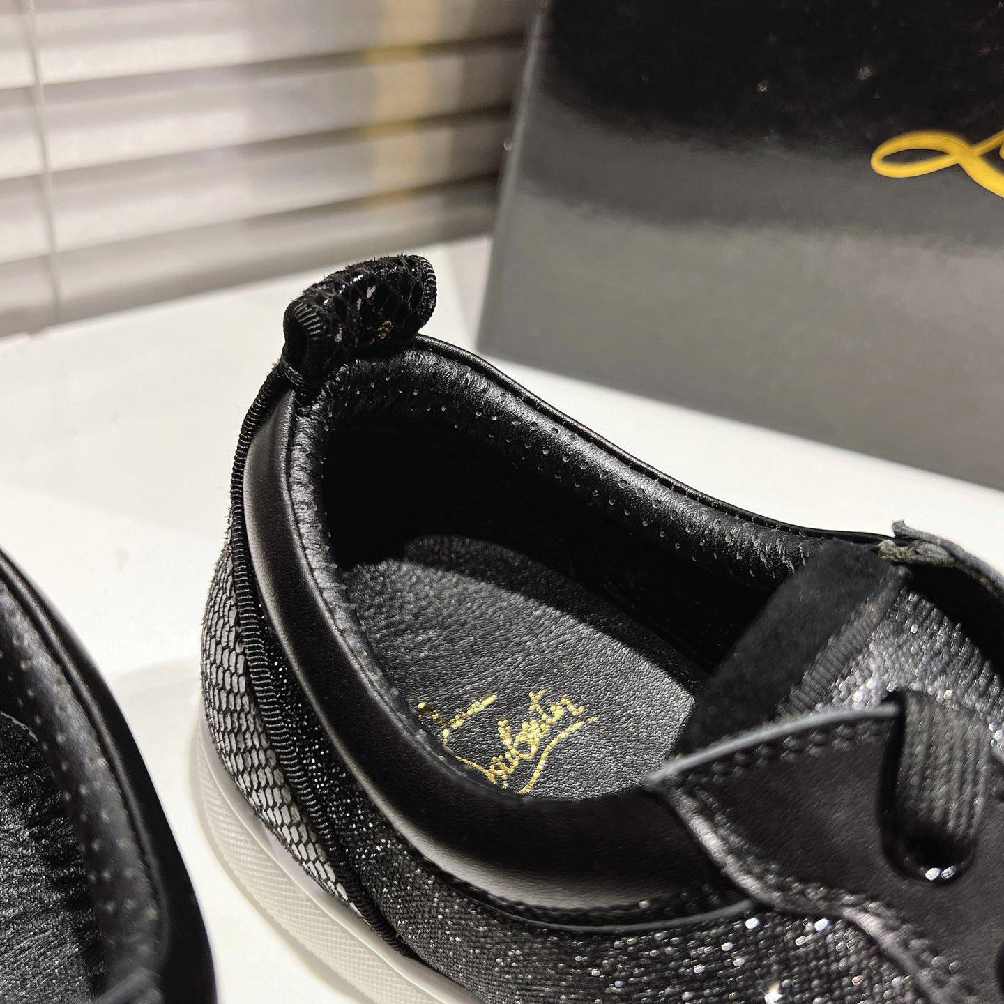 Christian Louboutin Rantulow Canvas, Snake-Effect Leather And Suede Sneakers - FashionPlug