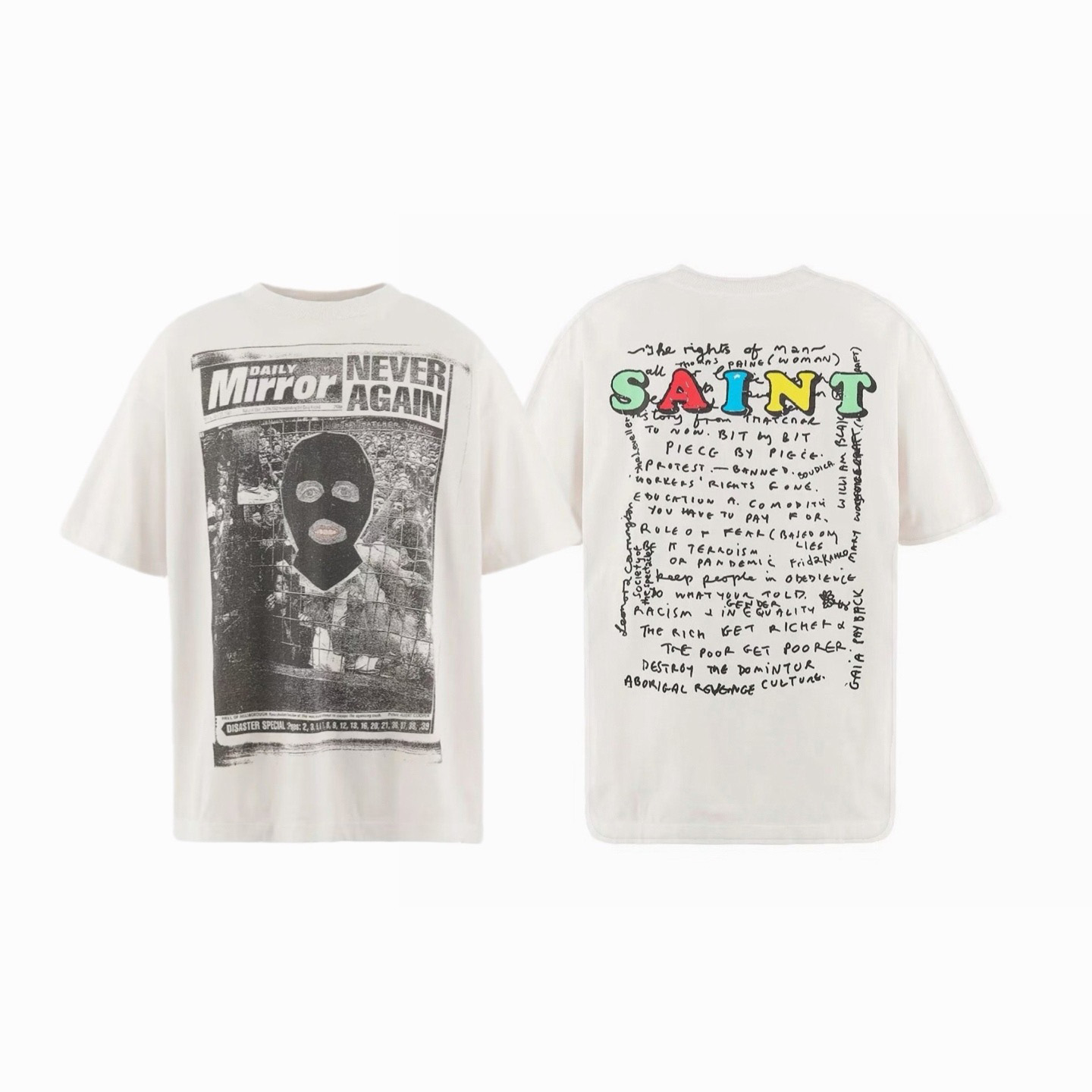 Saint Michael   'Mask' SS T-Shirt In White - FashionPlug
