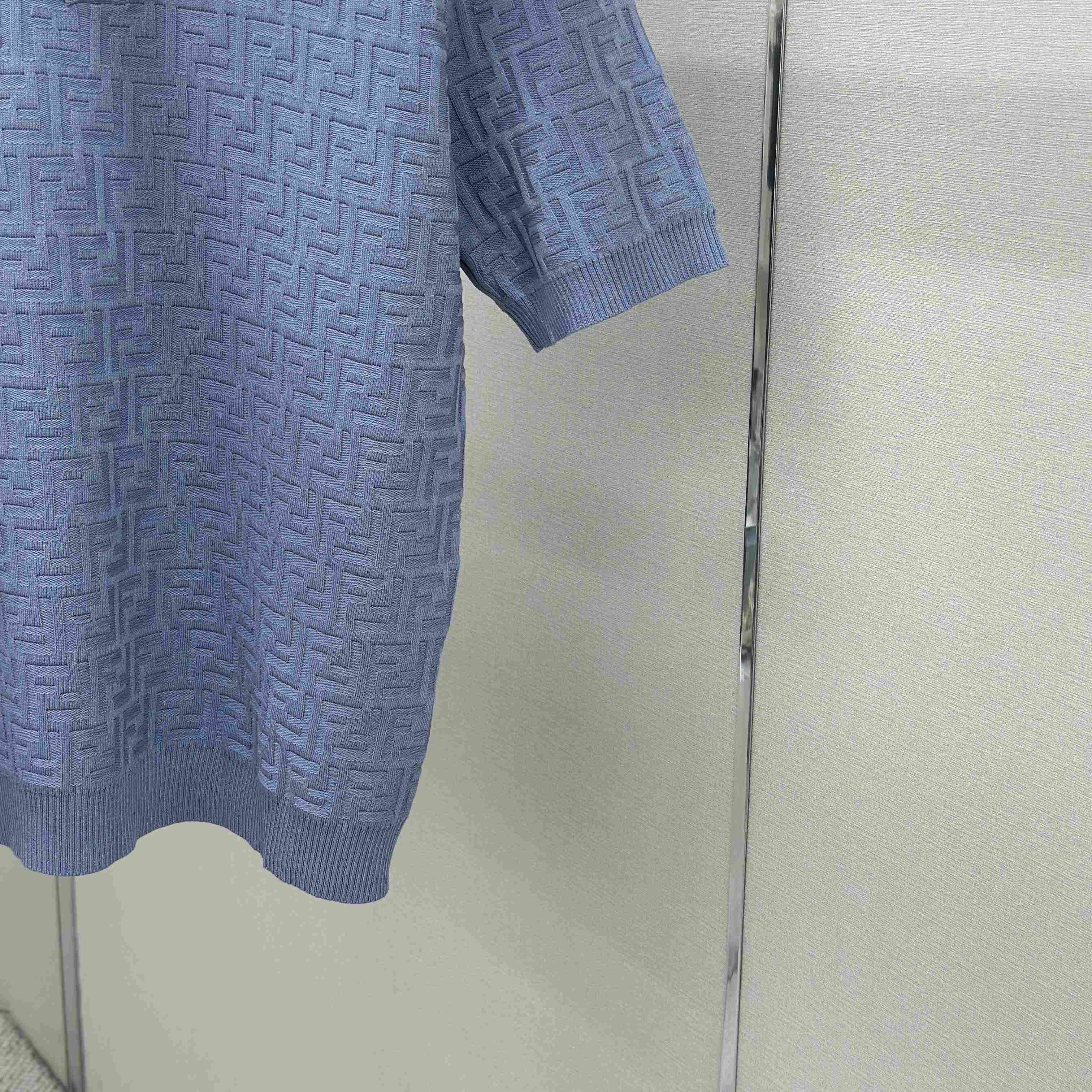 Fendi  Light Blue FF Cotton Polo Shirt - FashionPlug
