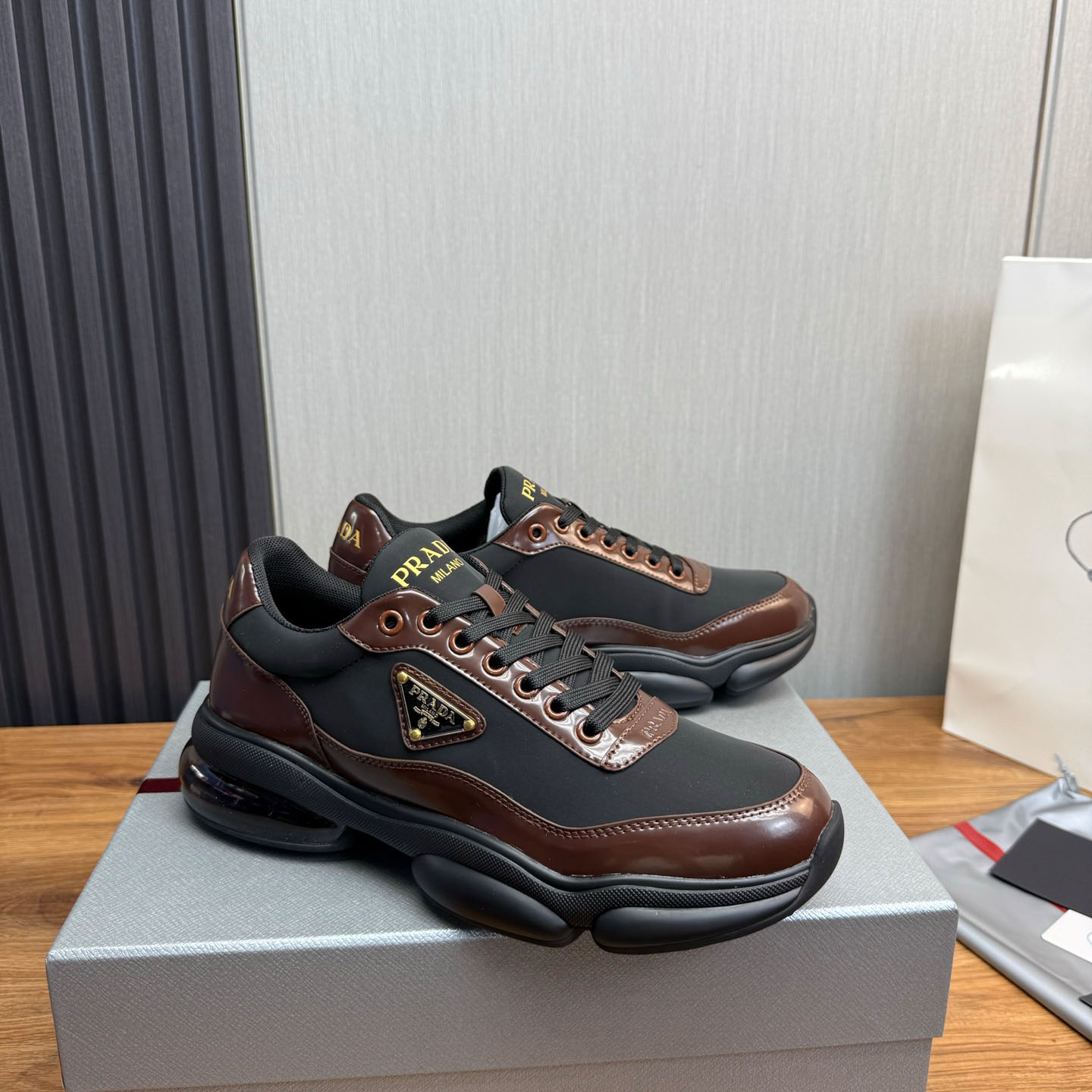 Prada Leather Sneakers - FashionPlug