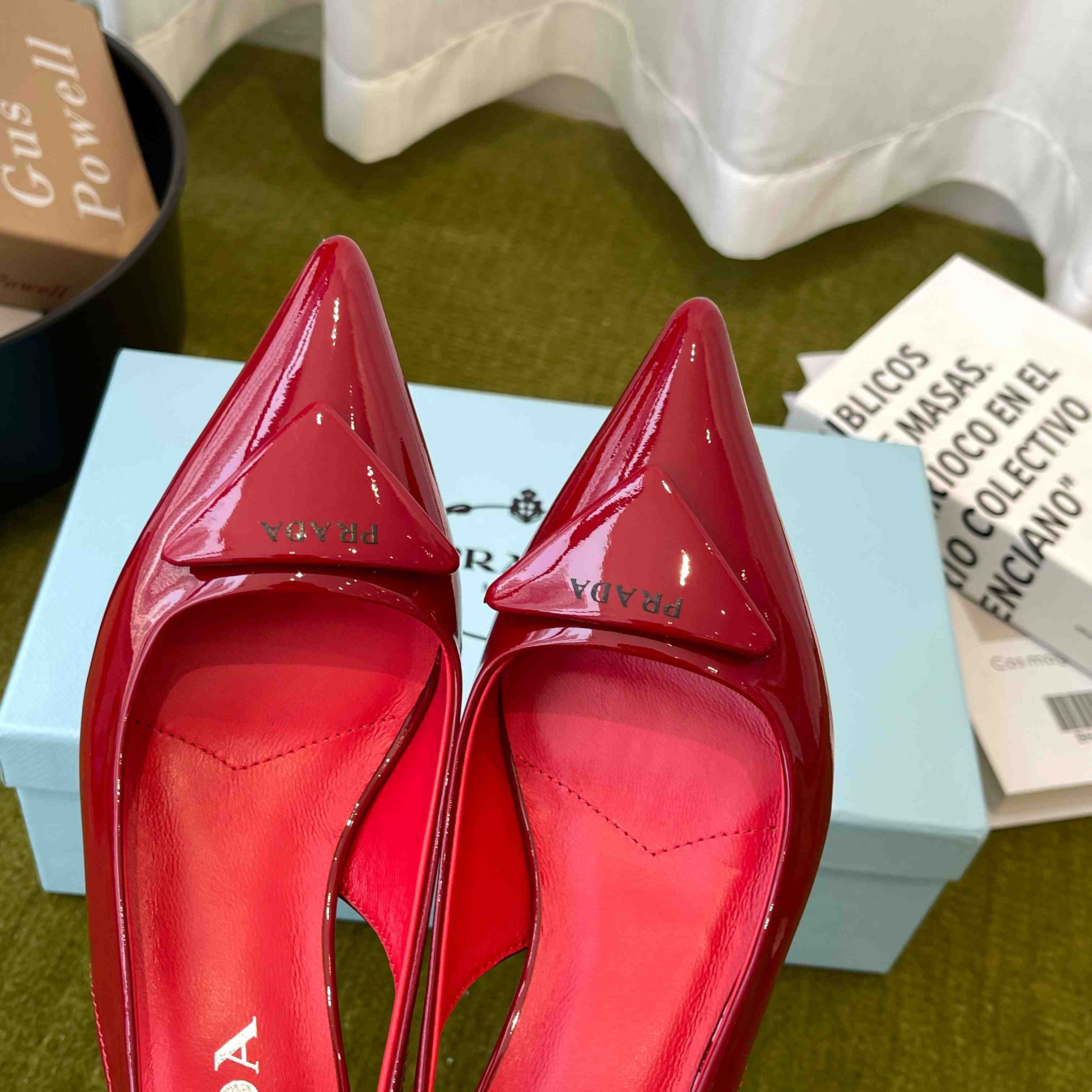 Prada Patent Leather Slingback Pumps - FashionPlug