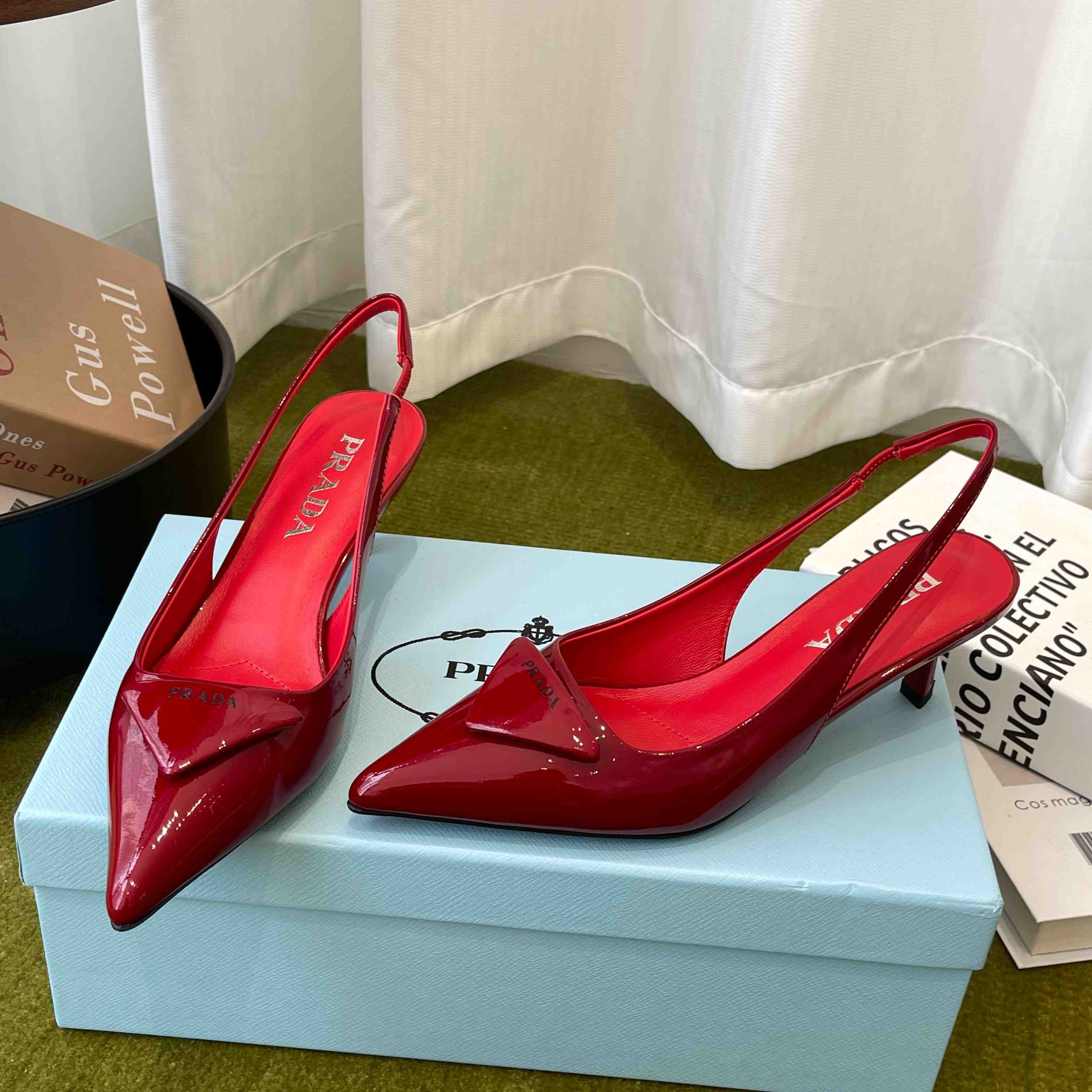 Prada Patent Leather Slingback Pumps - FashionPlug