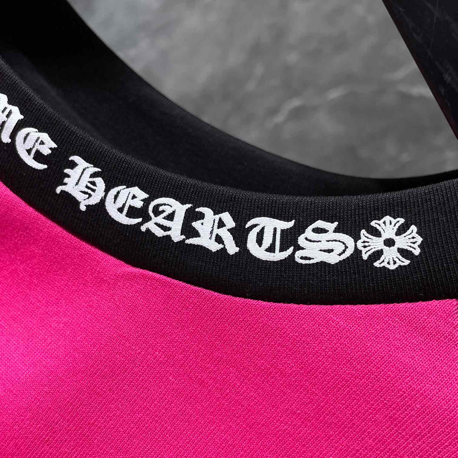 Chrome Hearts  Pink And Black Baseball Tee - FashionPlug