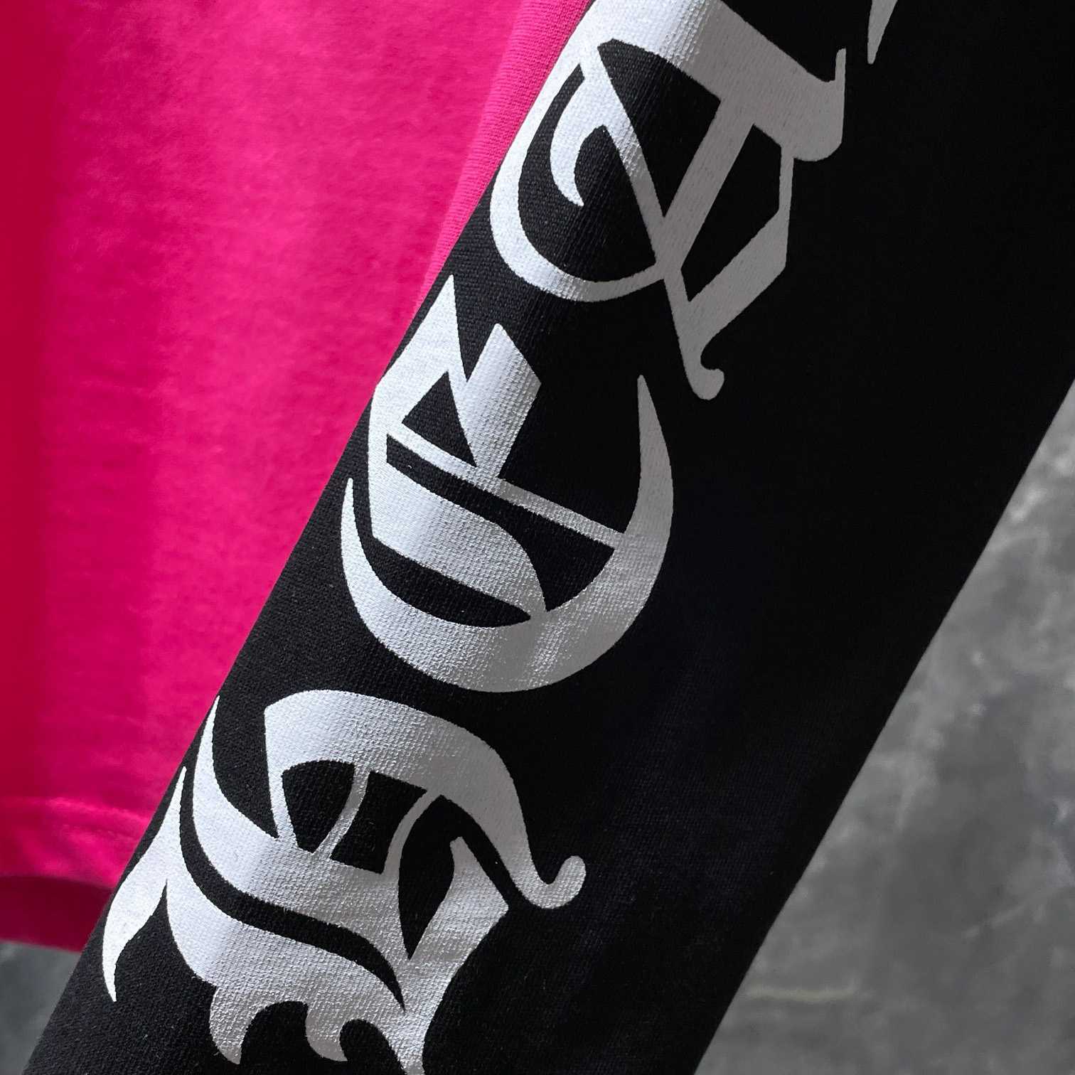 Chrome Hearts  Pink And Black Baseball Tee - FashionPlug