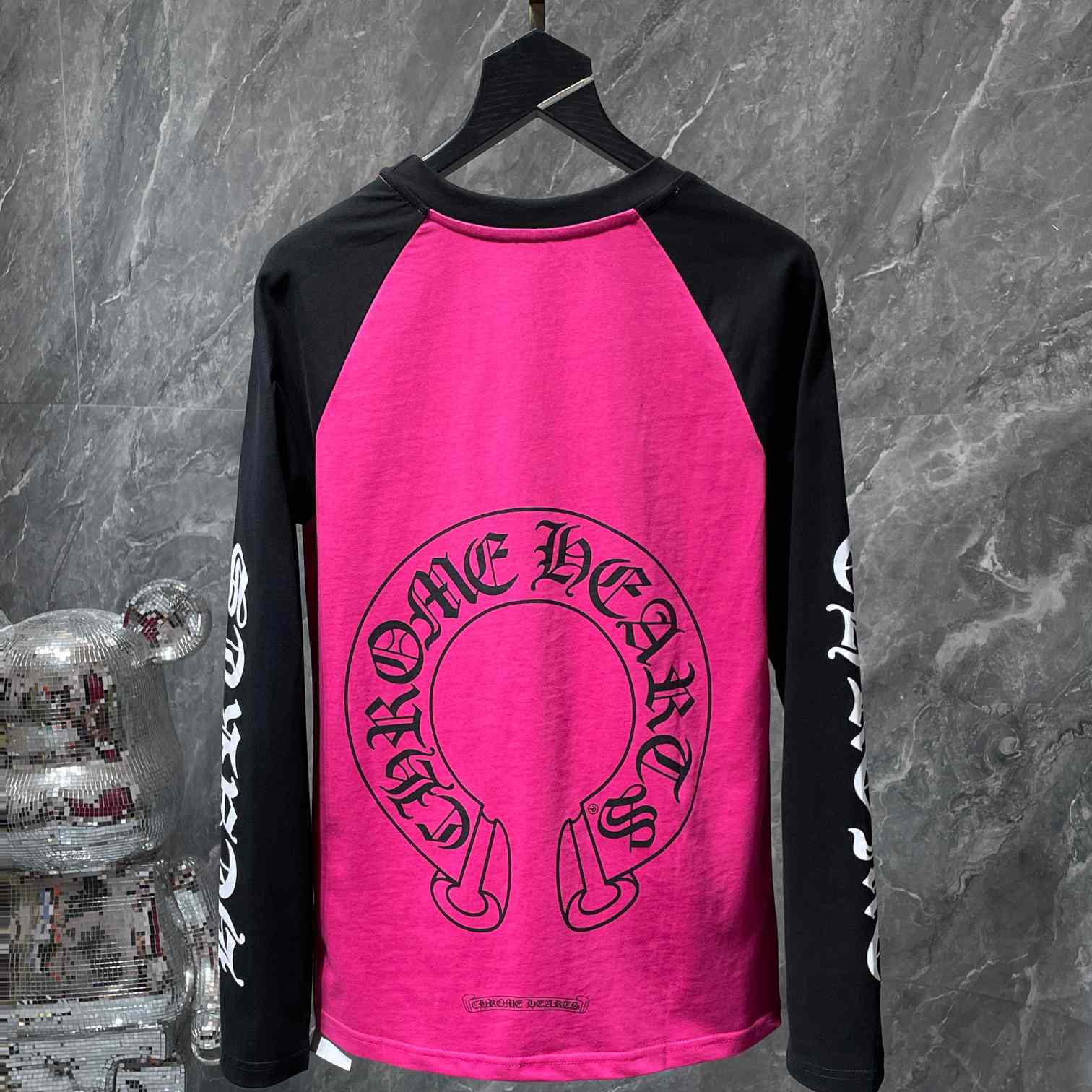 Chrome Hearts  Pink And Black Baseball Tee - FashionPlug