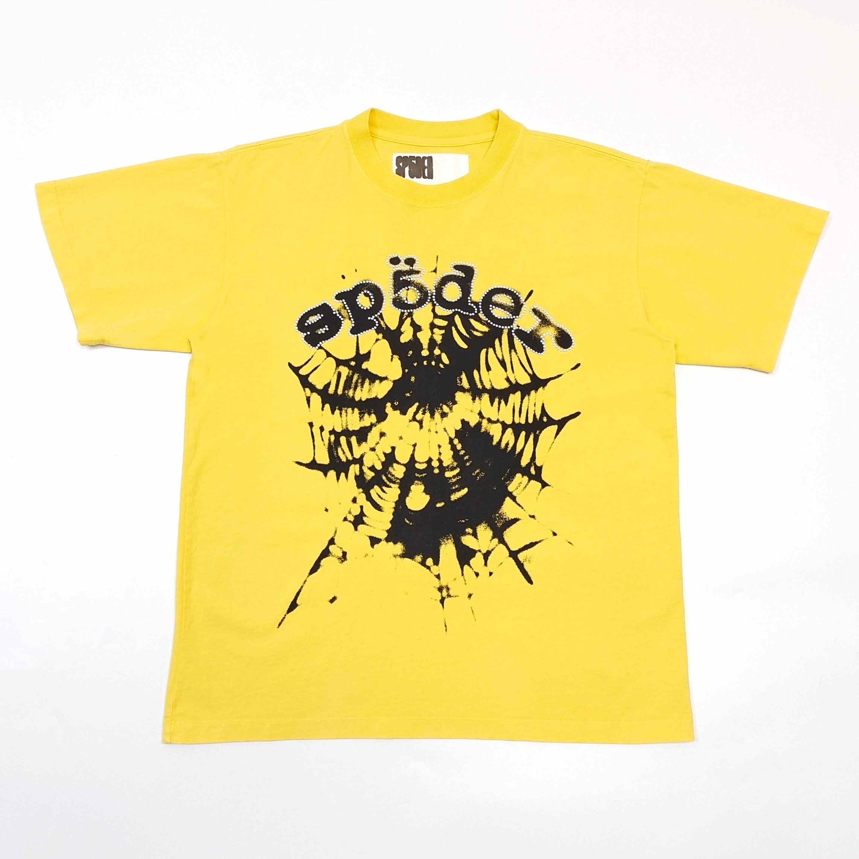 Sp5der Scattered Og Web V2 Tee 'Yellow' - FashionPlug