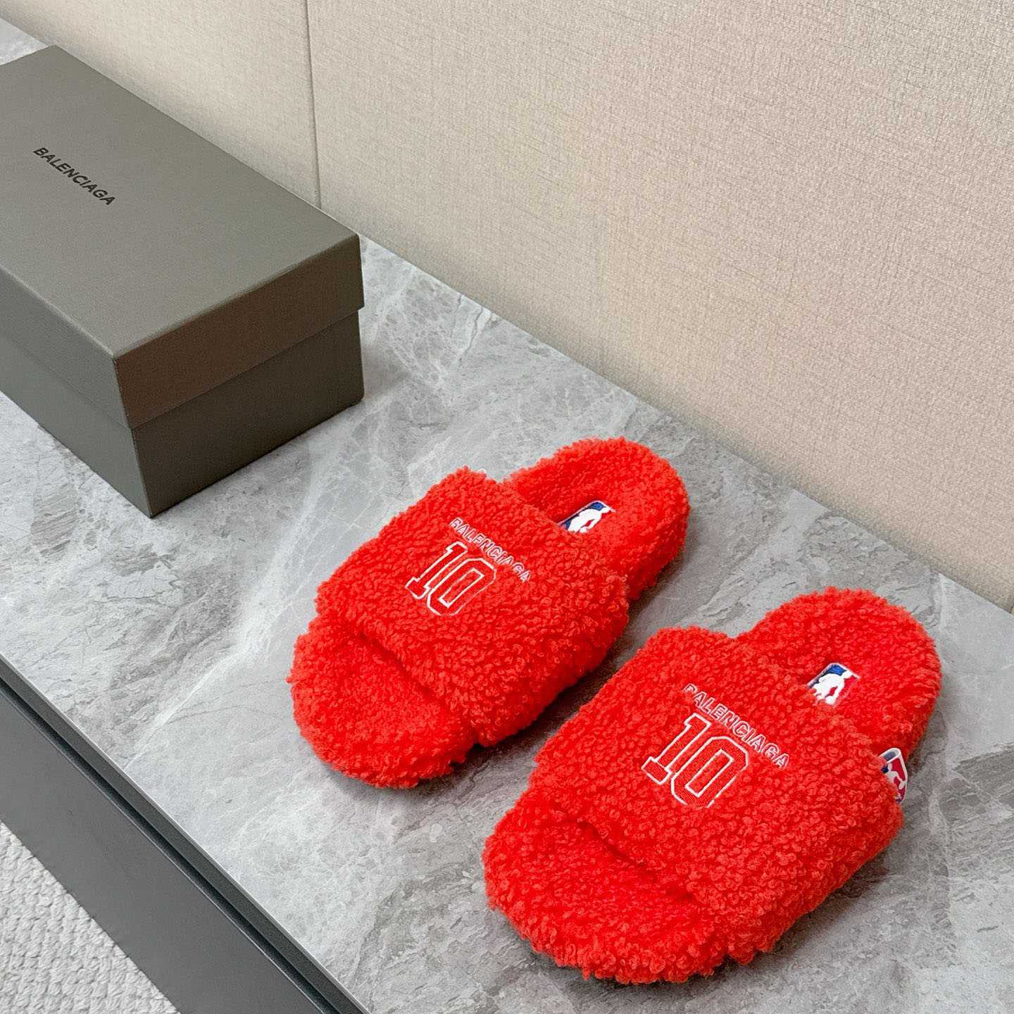 Balenciaga | Nba Collaboration Furry Open Mule - FashionPlug