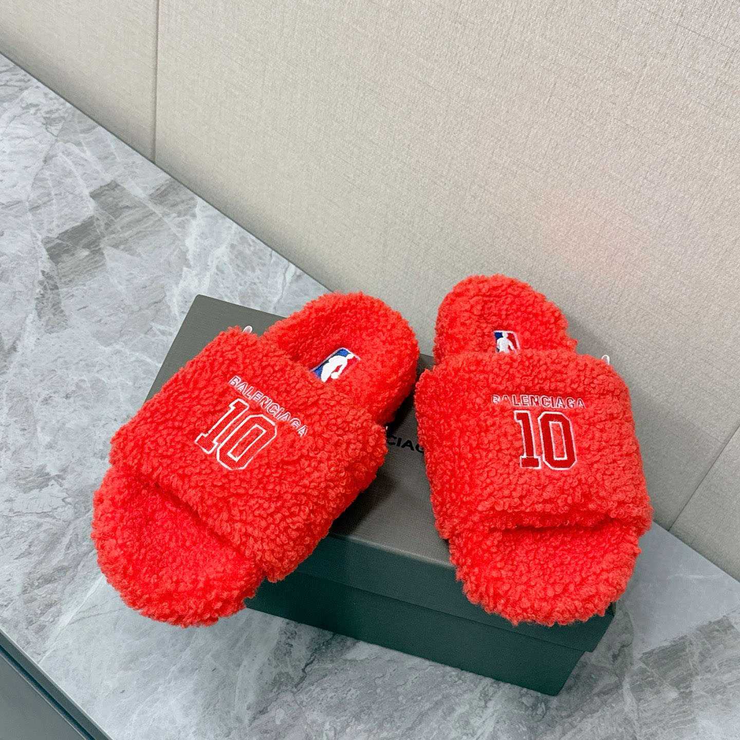 Balenciaga | Nba Collaboration Furry Open Mule - FashionPlug