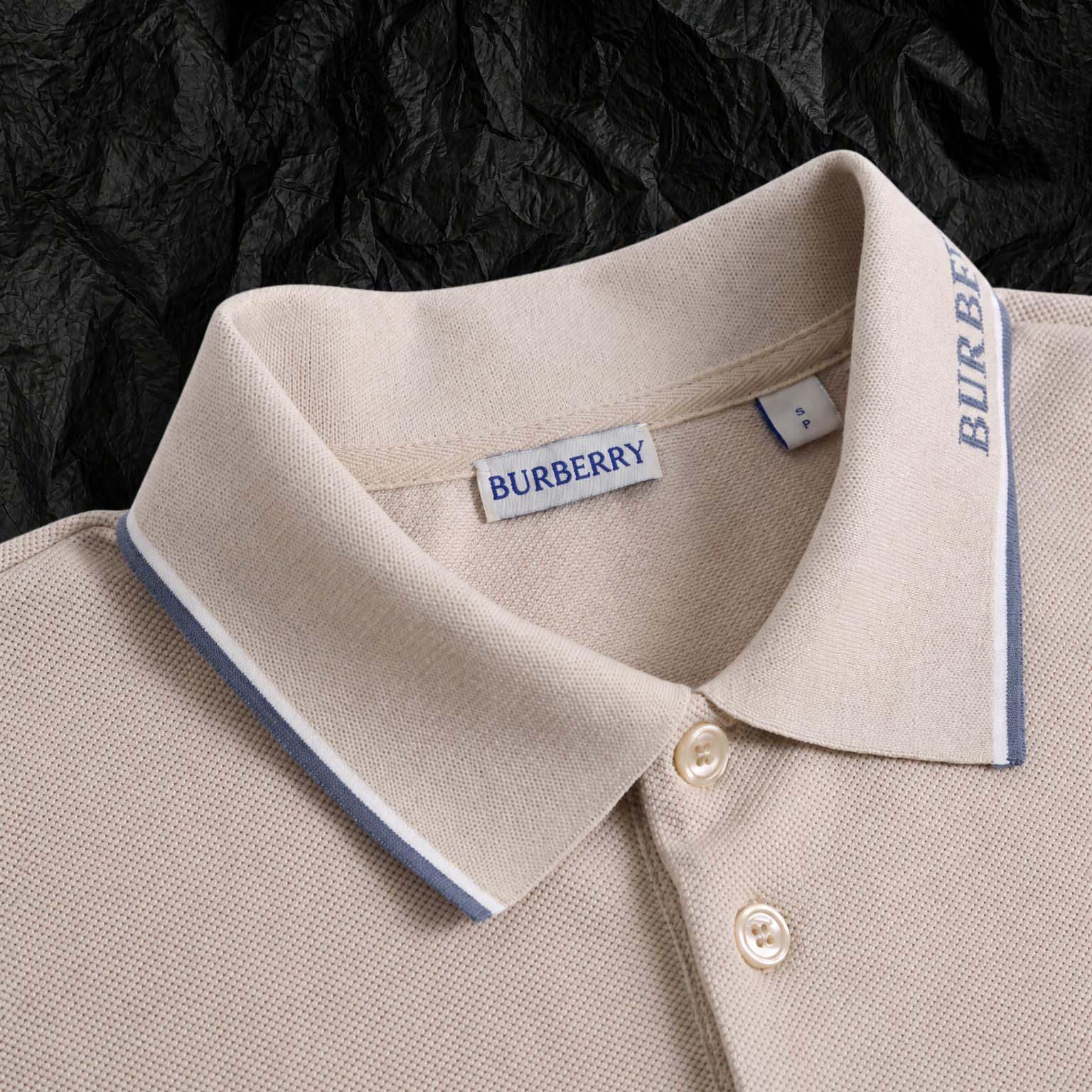 Burberry Logo Collar Cotton Polo Shirt - FashionPlug