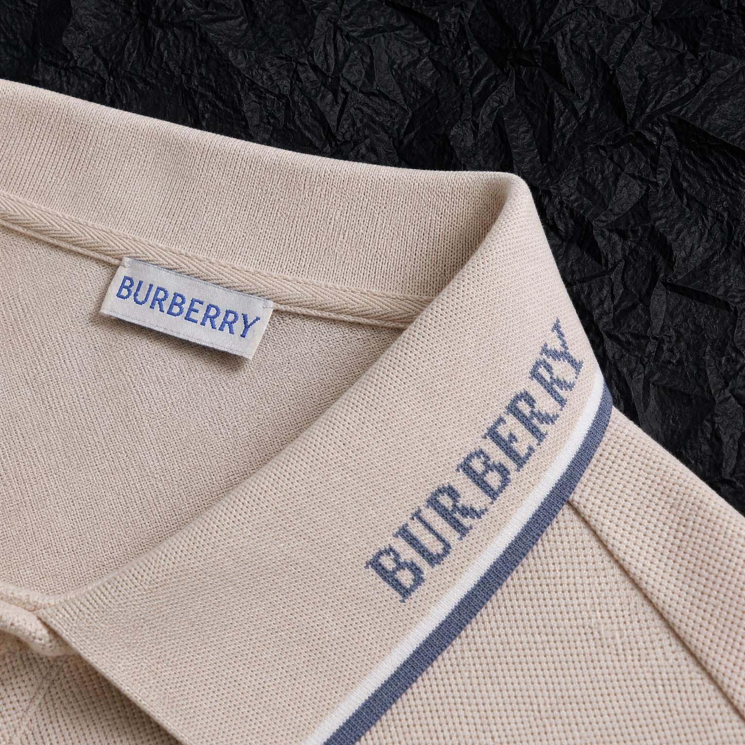 Burberry Logo Collar Cotton Polo Shirt - FashionPlug
