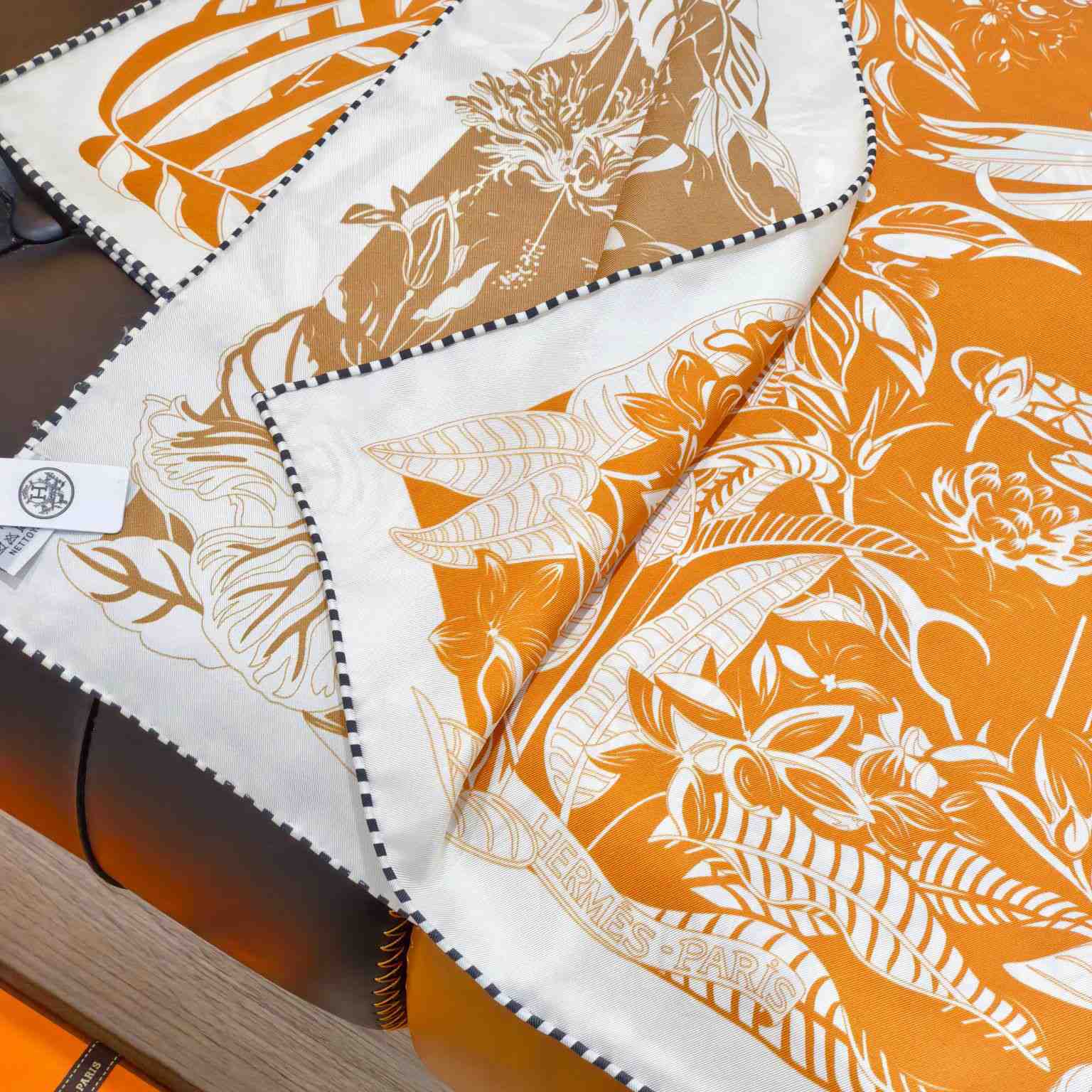 Hermes Flamingo Party Tattoo Double Face Scarf 90 - FashionPlug