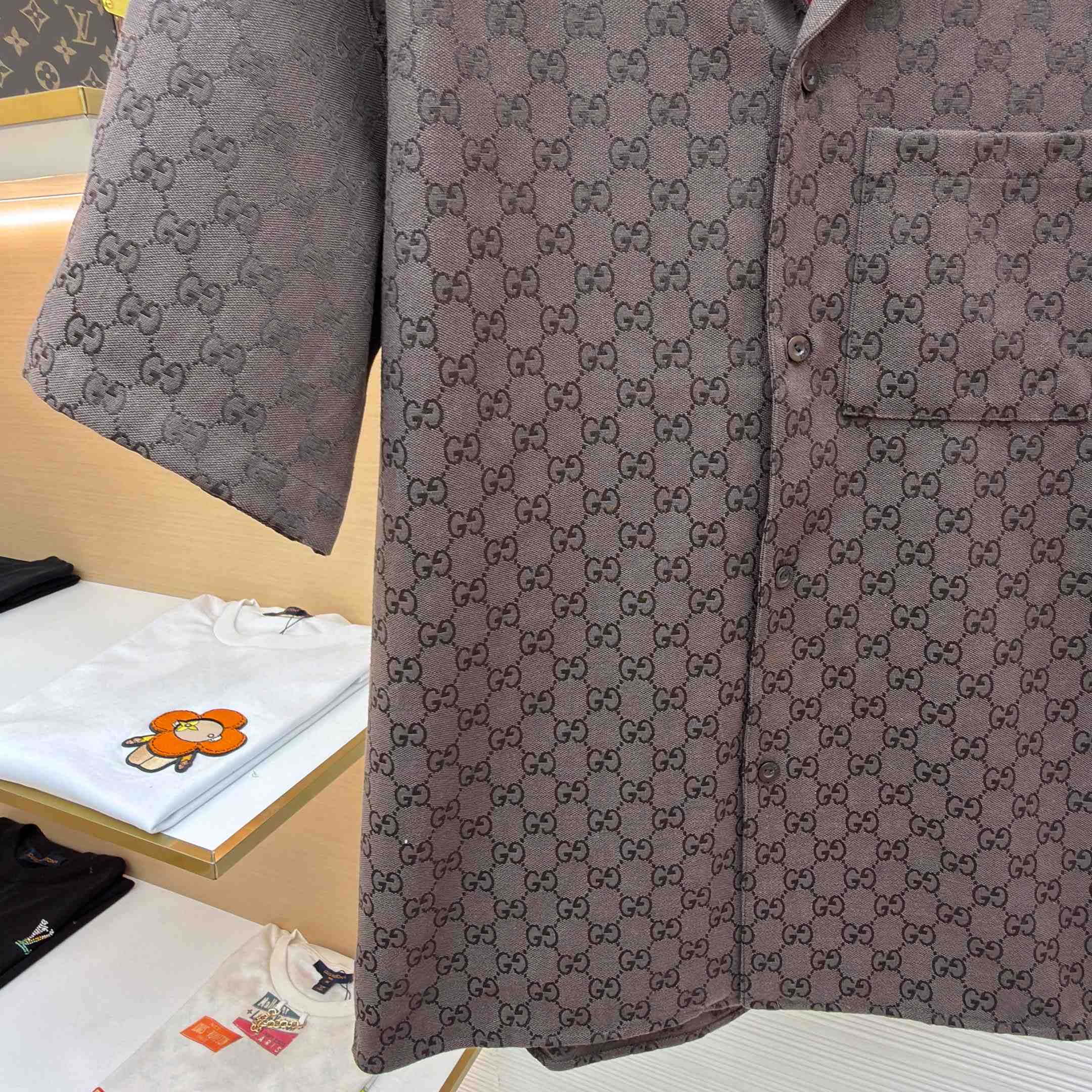 Gucci GG Canvas Linen Blend Bowling Shirt - FashionPlug
