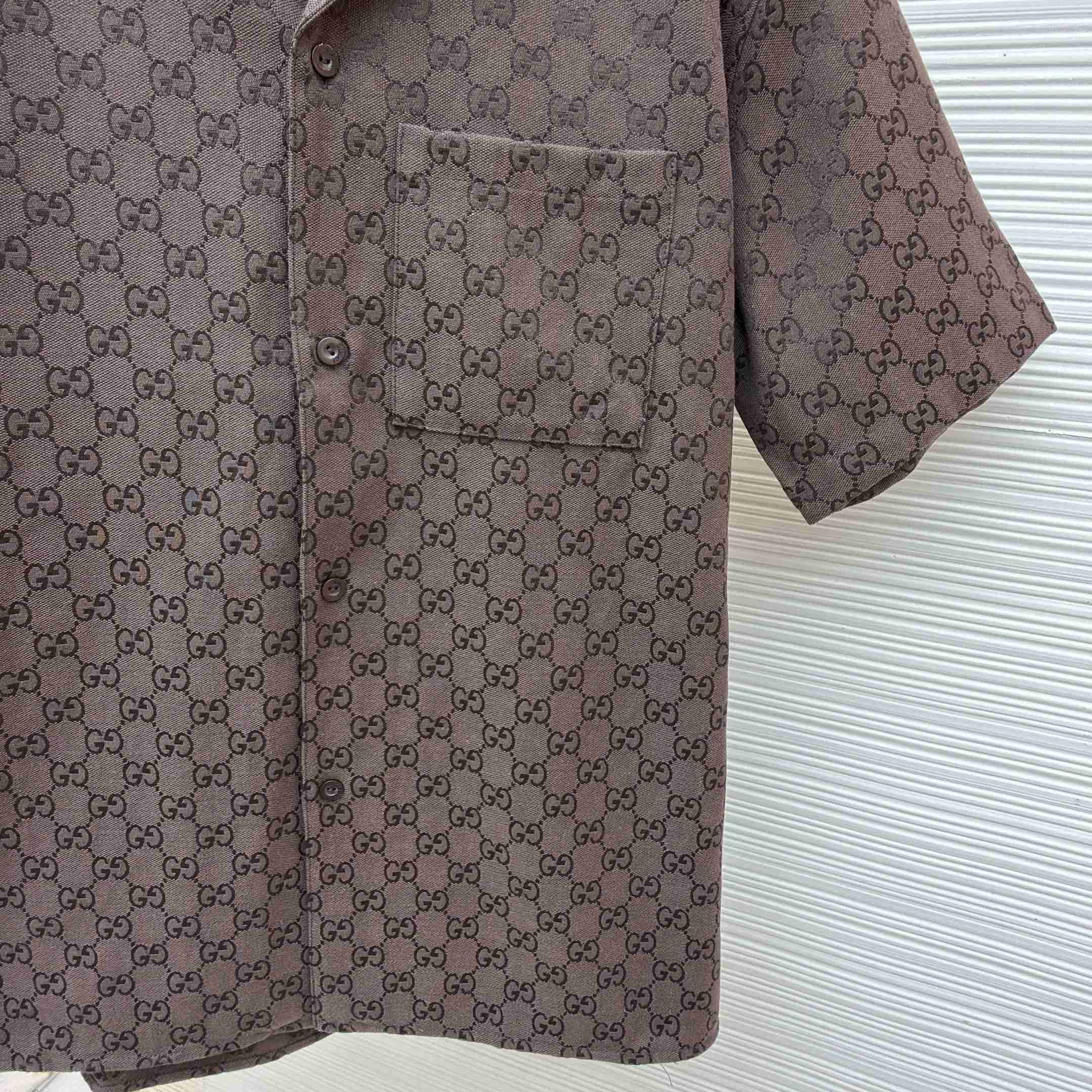 Gucci GG Canvas Linen Blend Bowling Shirt - FashionPlug