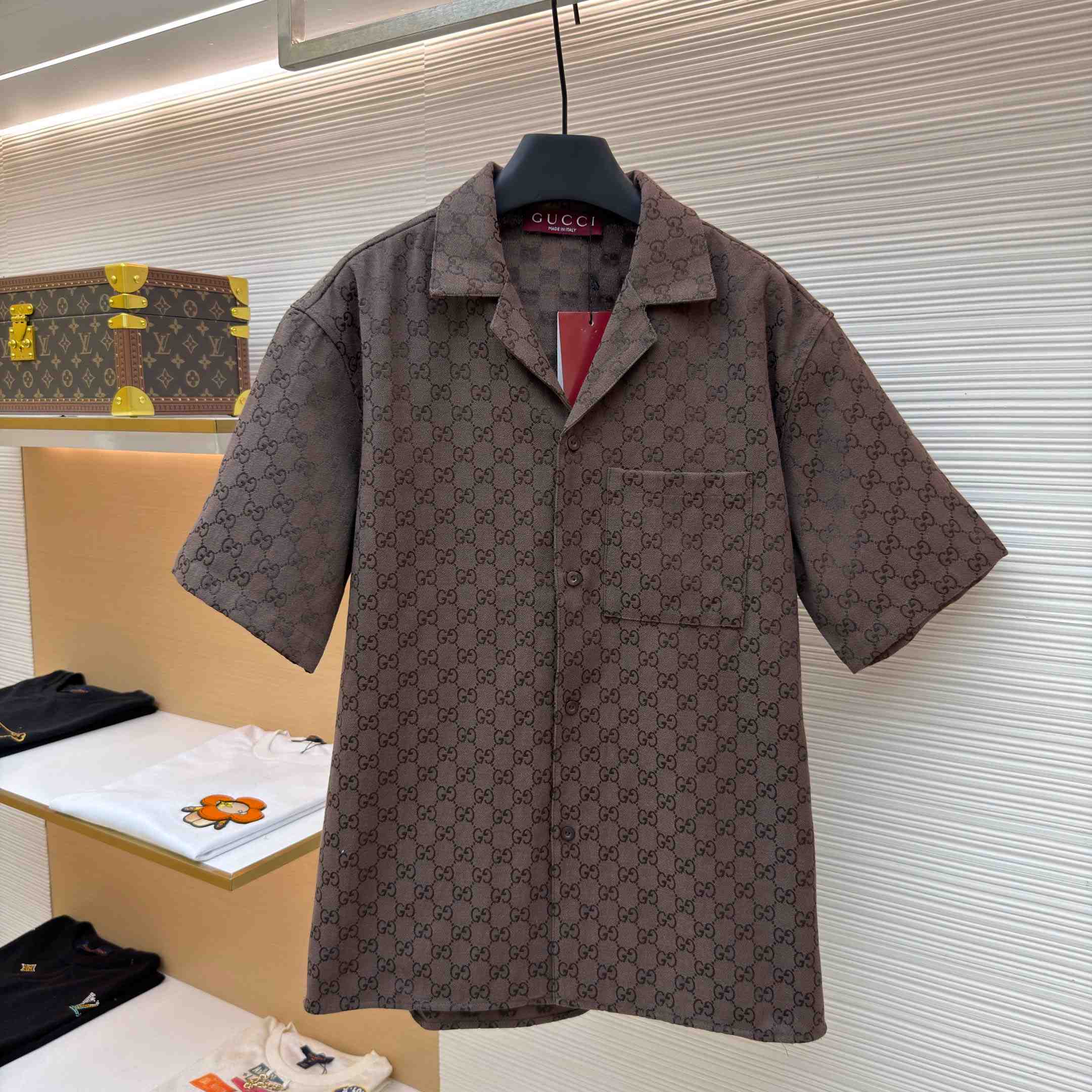 Gucci GG Canvas Linen Blend Bowling Shirt - FashionPlug