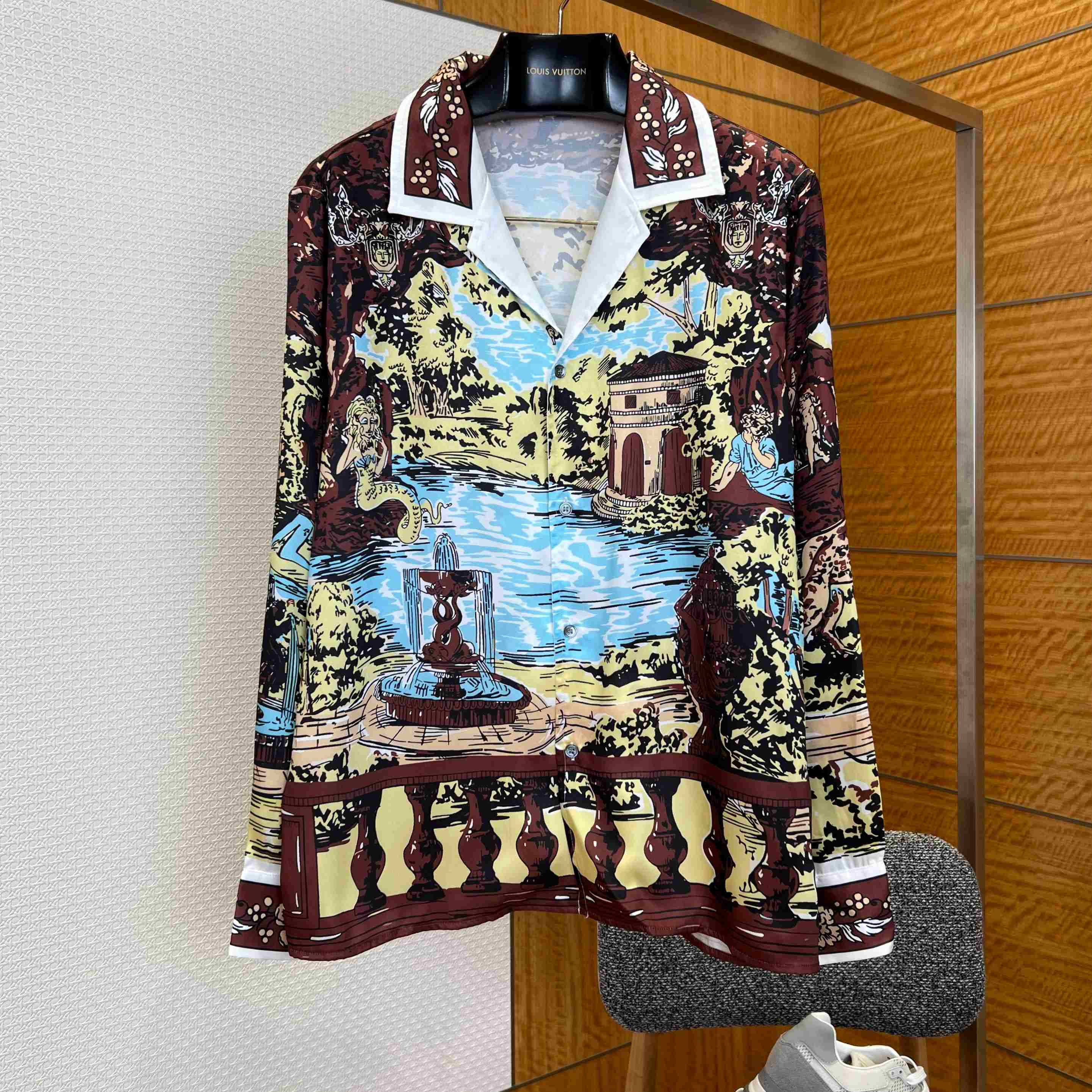 Versace Printed Silk Twill Slim Shirt - FashionPlug