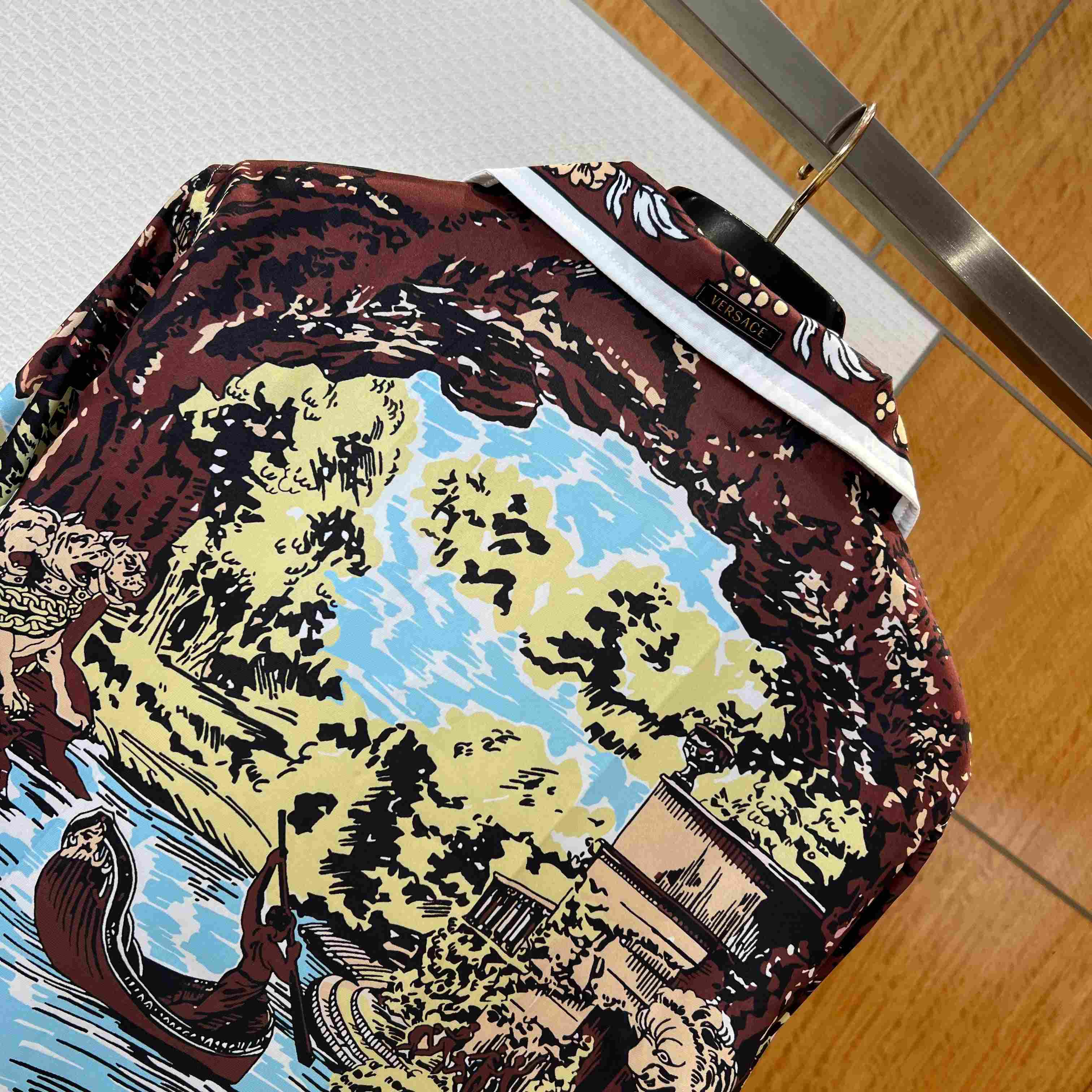 Versace Printed Silk Twill Slim Shirt - FashionPlug