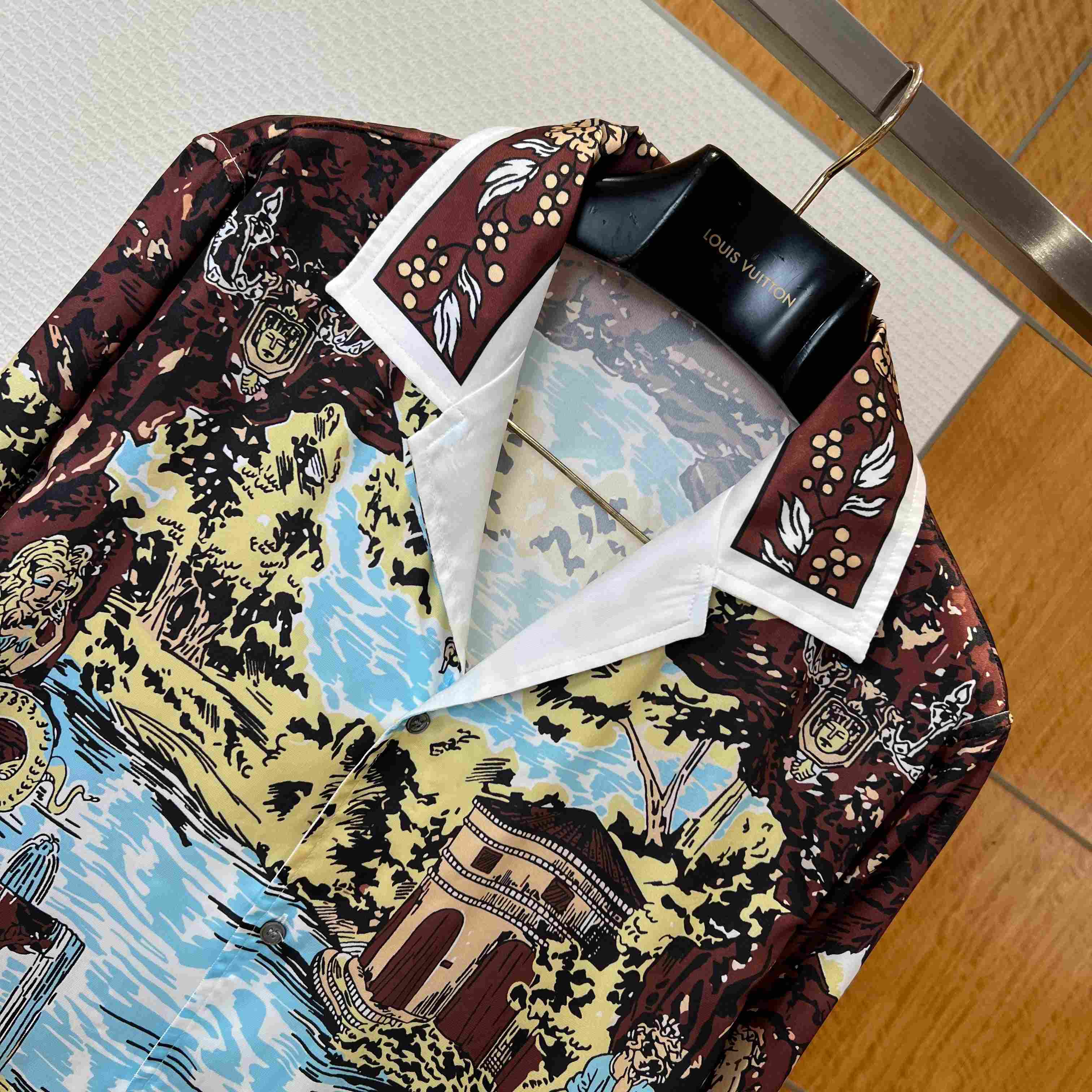 Versace Printed Silk Twill Slim Shirt - FashionPlug