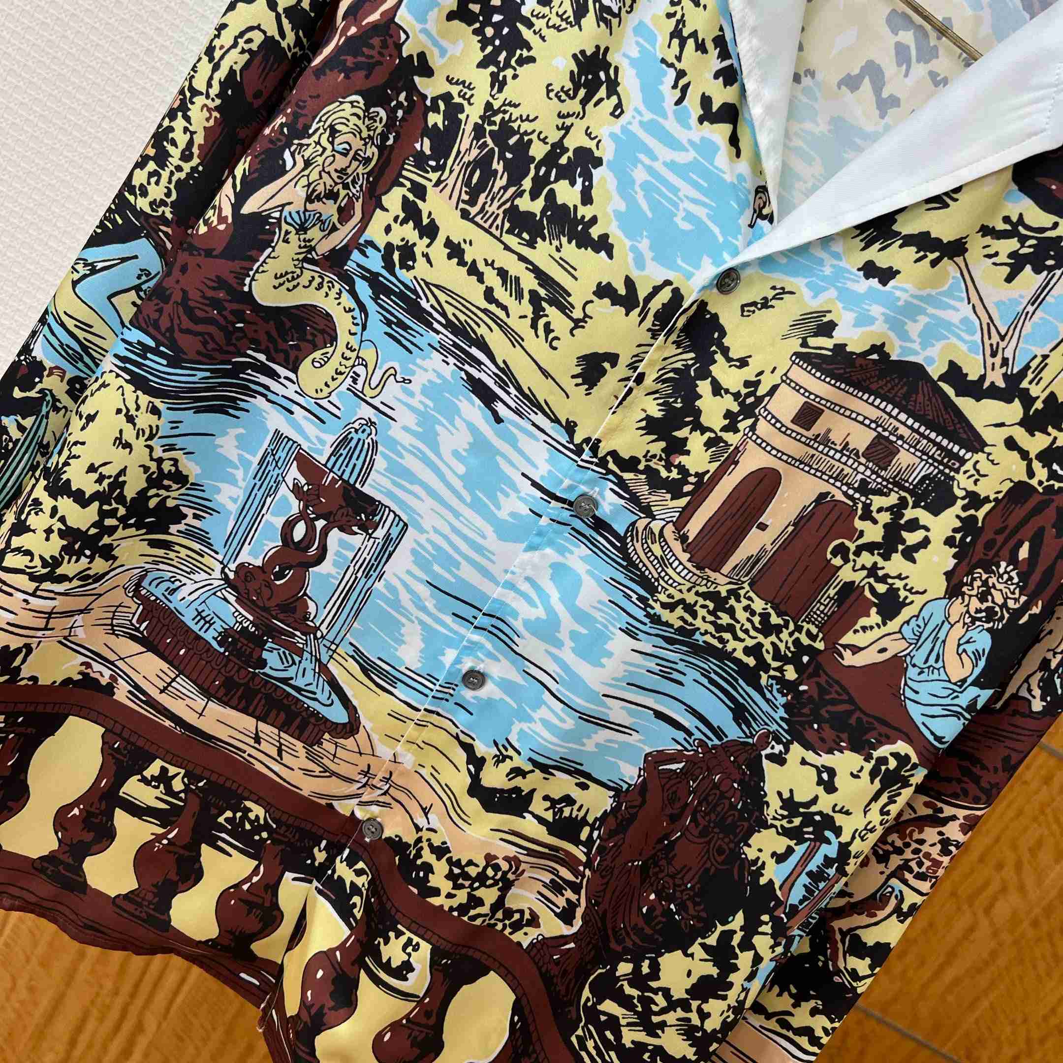 Versace Printed Silk Twill Slim Shirt - FashionPlug