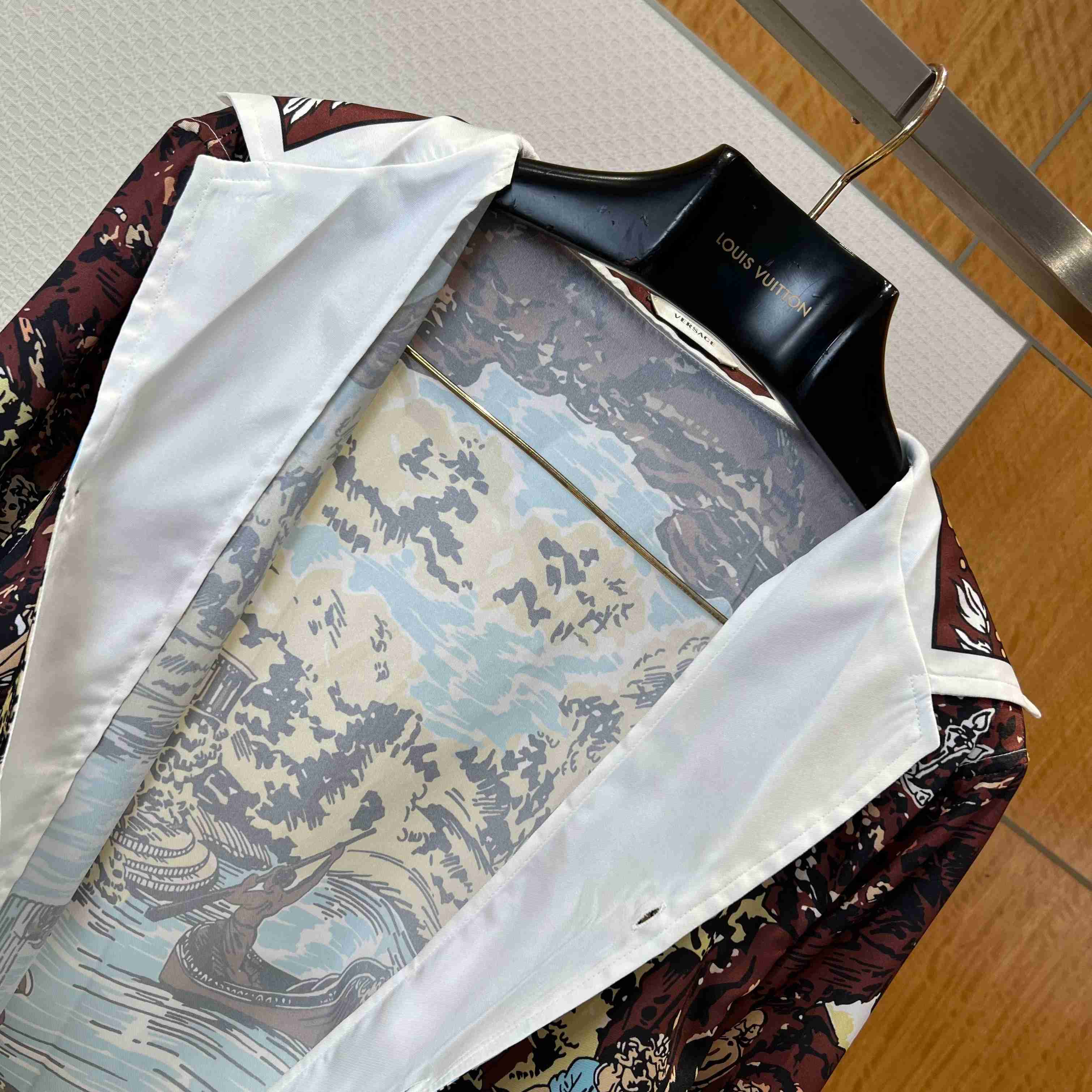 Versace Printed Silk Twill Slim Shirt - FashionPlug