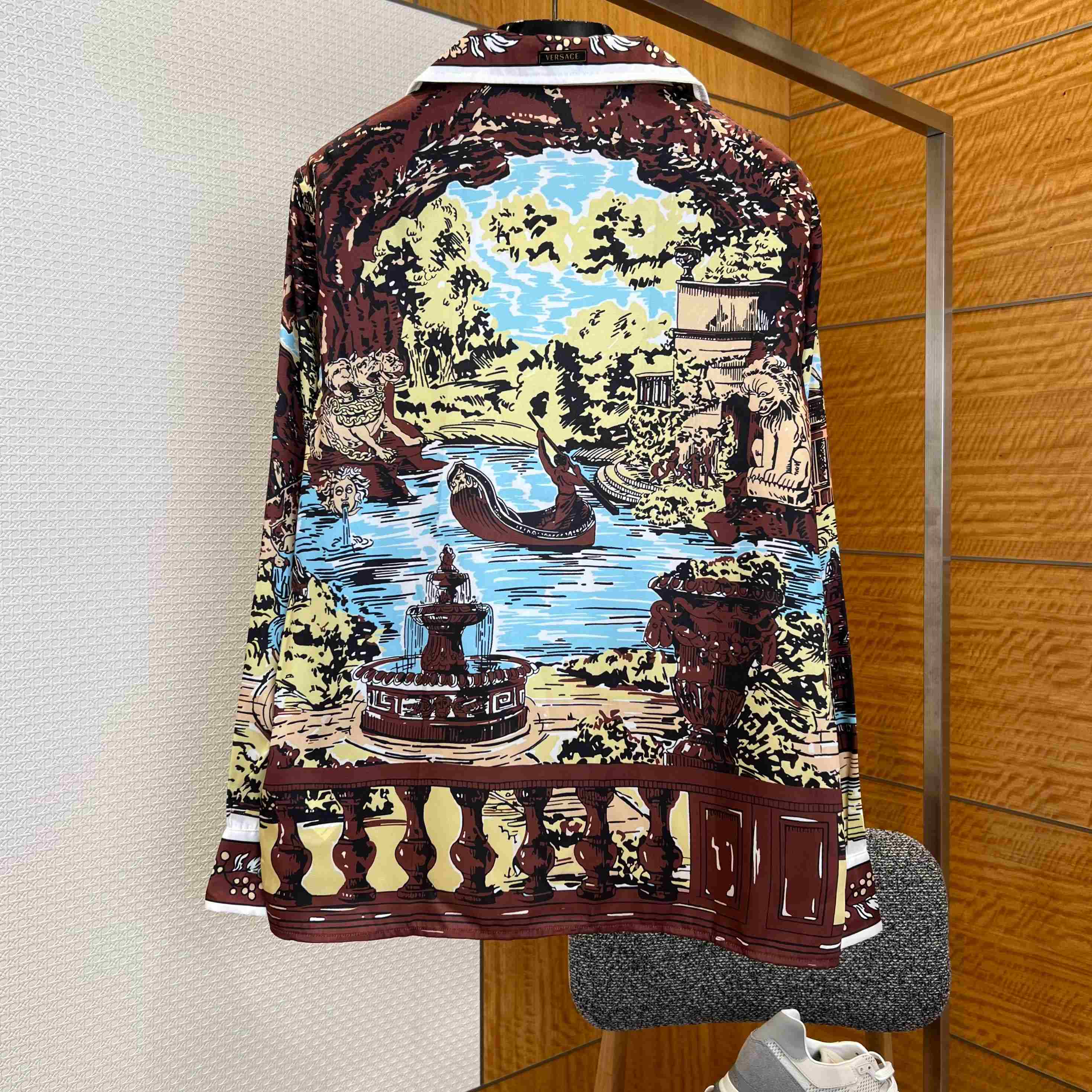 Versace Printed Silk Twill Slim Shirt - FashionPlug