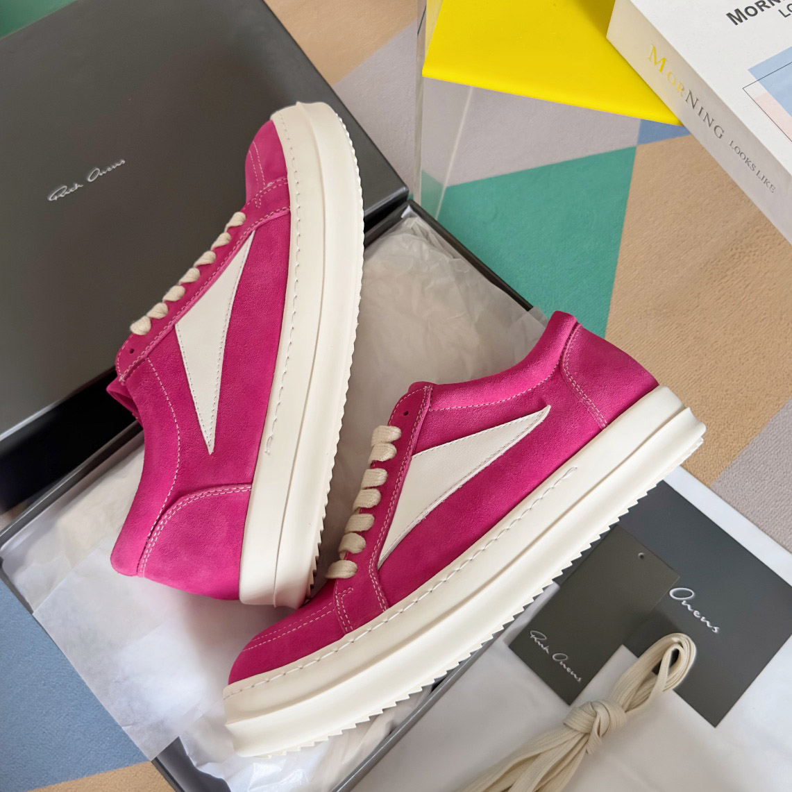 Rick Owens Wmns EDFU Suede Leather Vintage Low 'Hot Pink' - FashionPlug