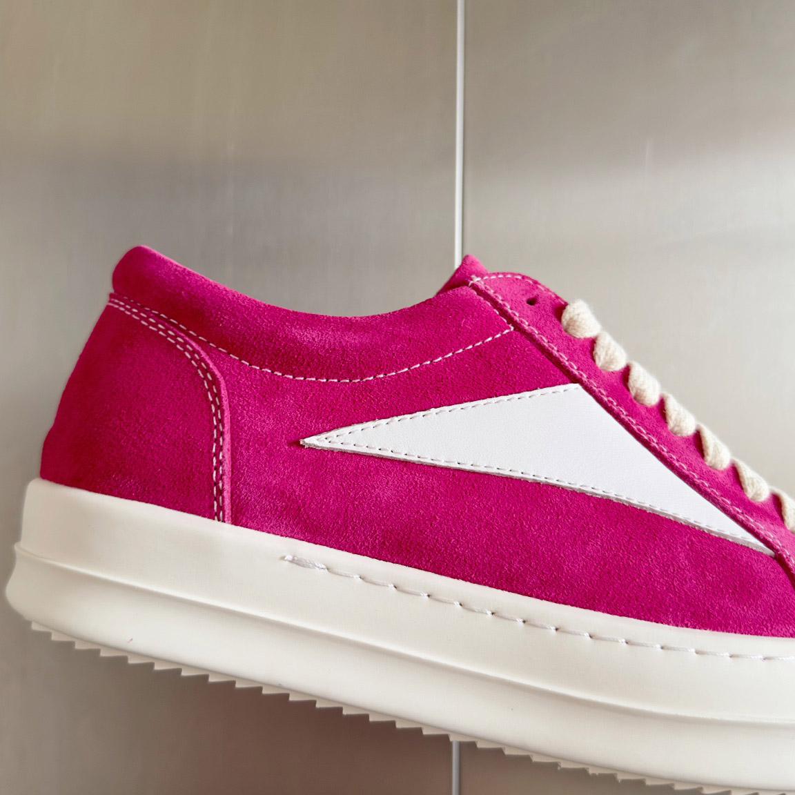 Rick Owens Wmns EDFU Suede Leather Vintage Low 'Hot Pink' - FashionPlug
