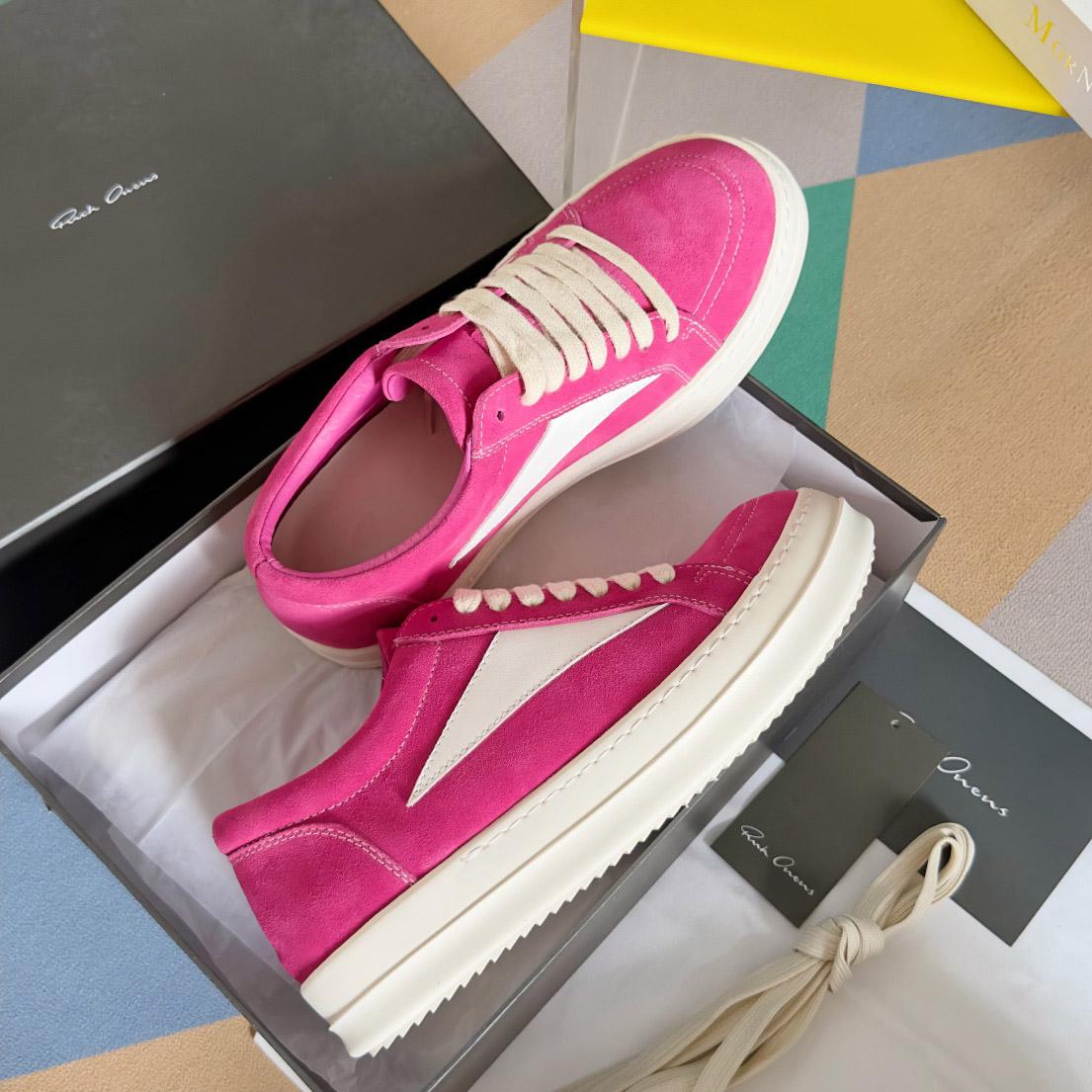 Rick Owens Wmns EDFU Suede Leather Vintage Low 'Hot Pink' - FashionPlug