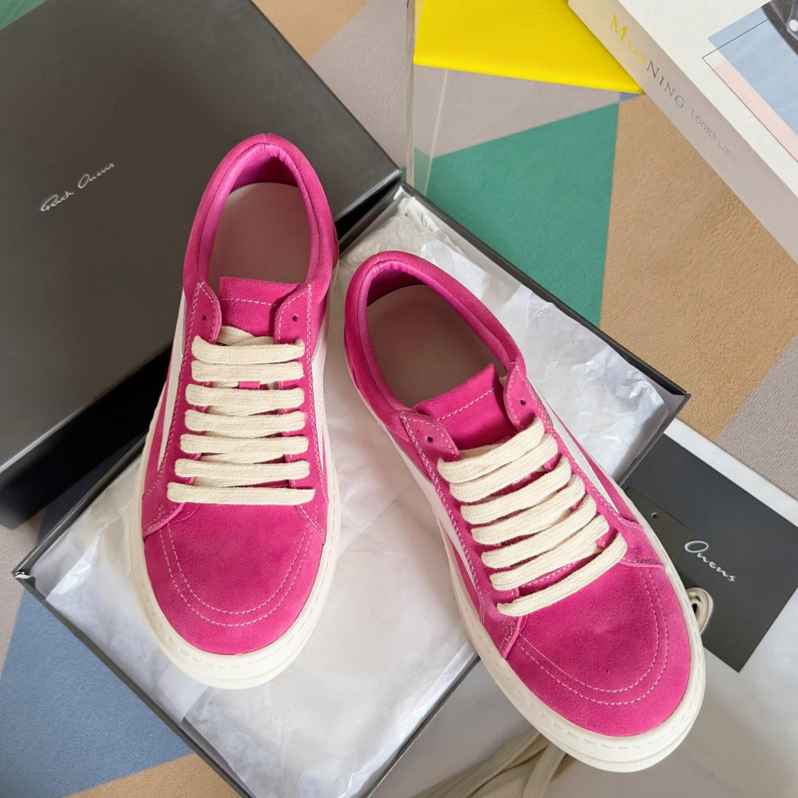 Rick Owens Wmns EDFU Suede Leather Vintage Low 'Hot Pink' - FashionPlug