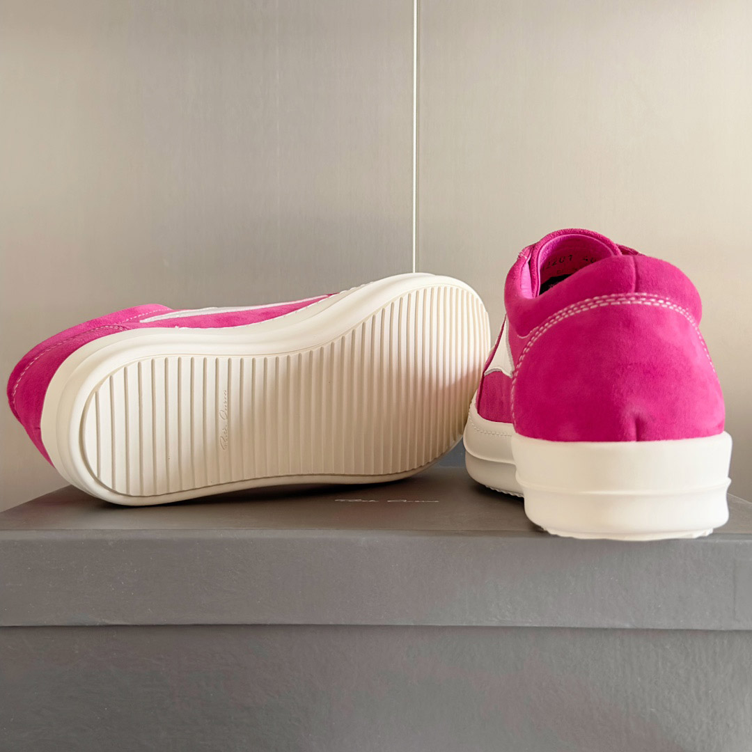 Rick Owens Wmns EDFU Suede Leather Vintage Low 'Hot Pink' - FashionPlug