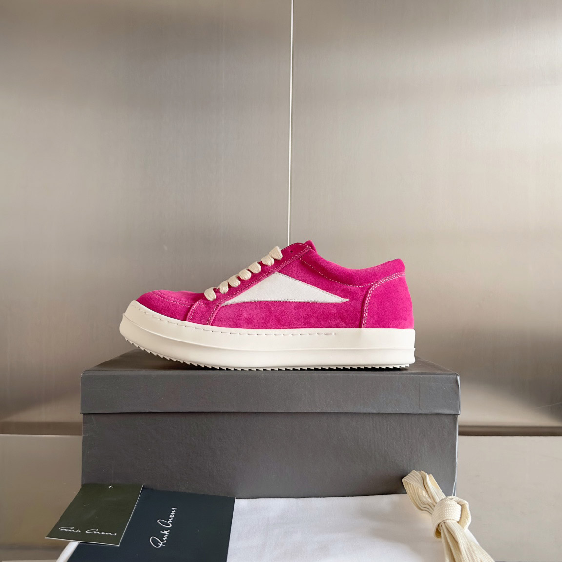 Rick Owens Wmns EDFU Suede Leather Vintage Low 'Hot Pink' - FashionPlug