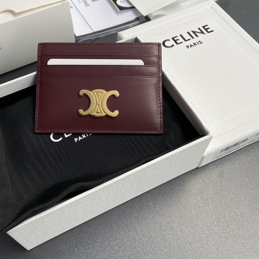 Celine Card Holder Triomphe In Shiny Calfskin  - FashionPlug