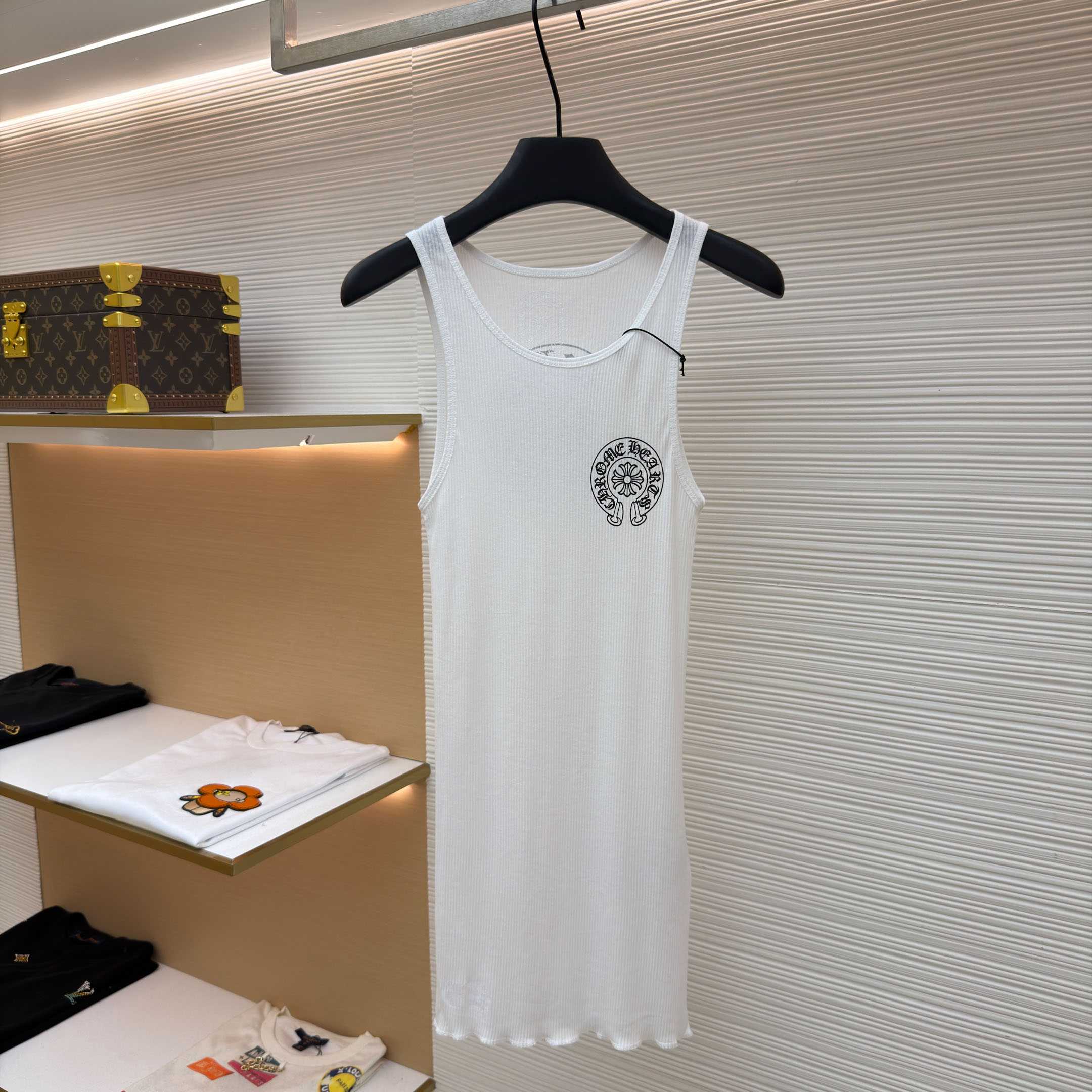Chrome Hearts Horseshoe Logo White Tank Top - FashionPlug
