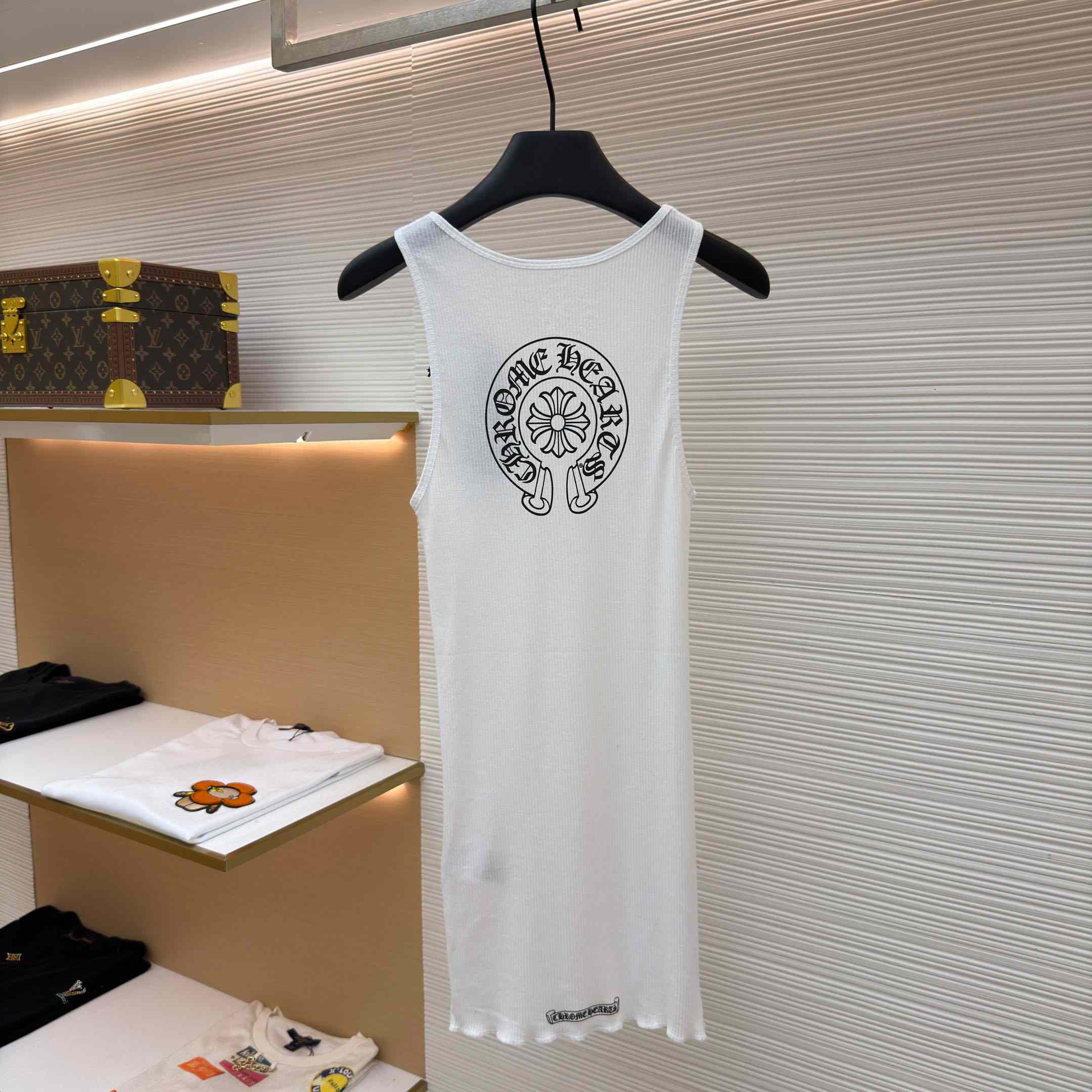 Chrome Hearts Horseshoe Logo White Tank Top - FashionPlug