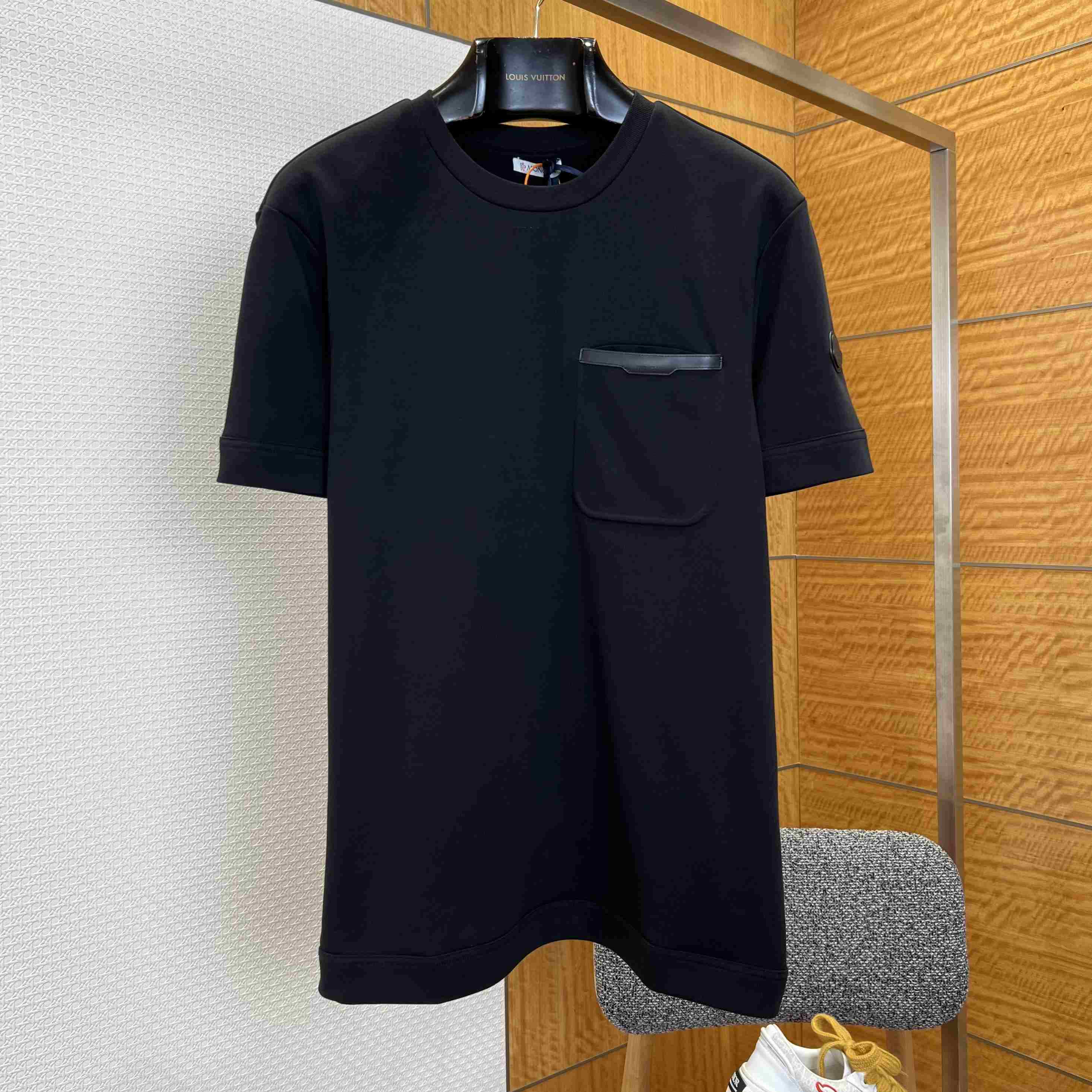 Moncler Leather-Trimmed Cotton T-Shirt - FashionPlug