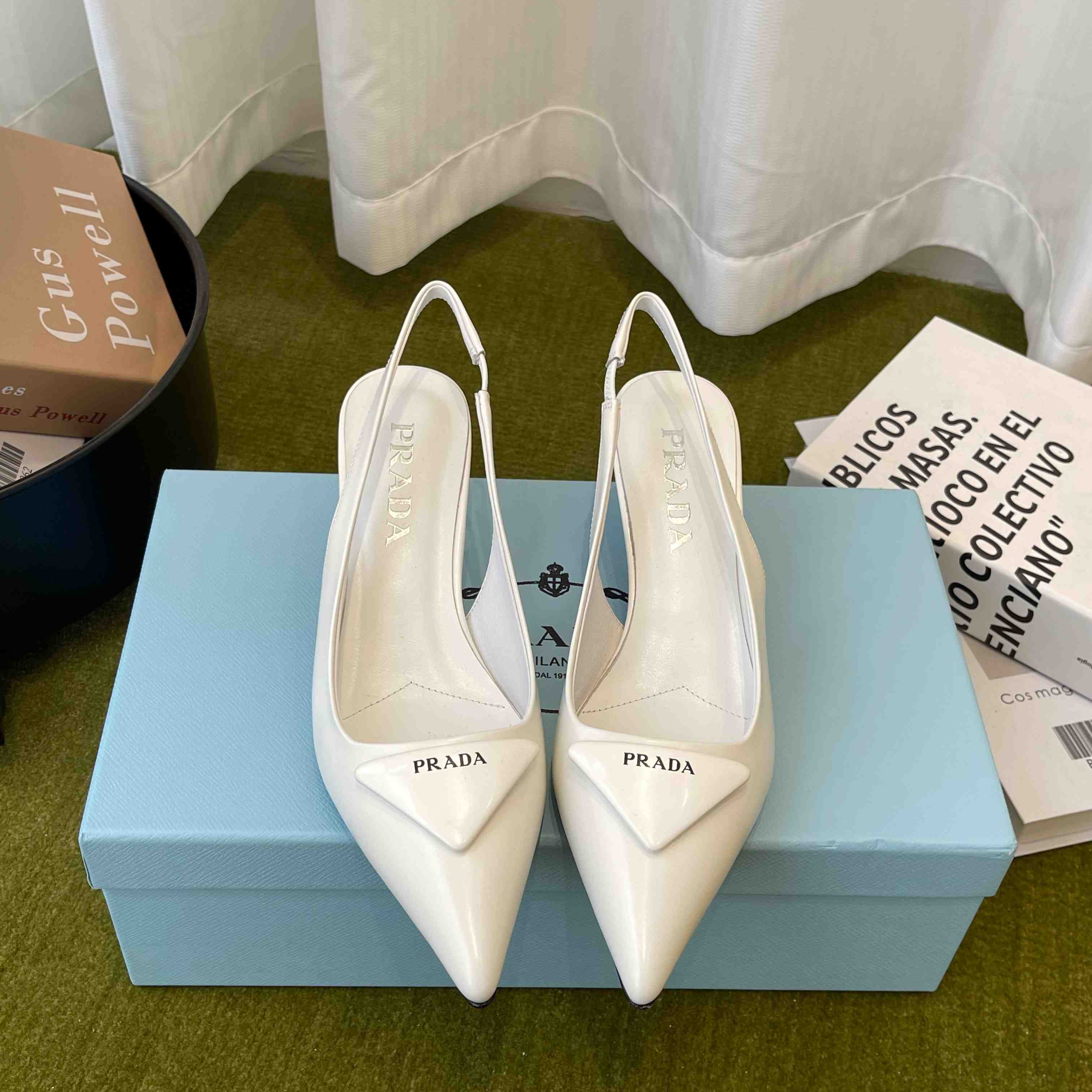Prada Patent Leather Slingback Pumps - FashionPlug
