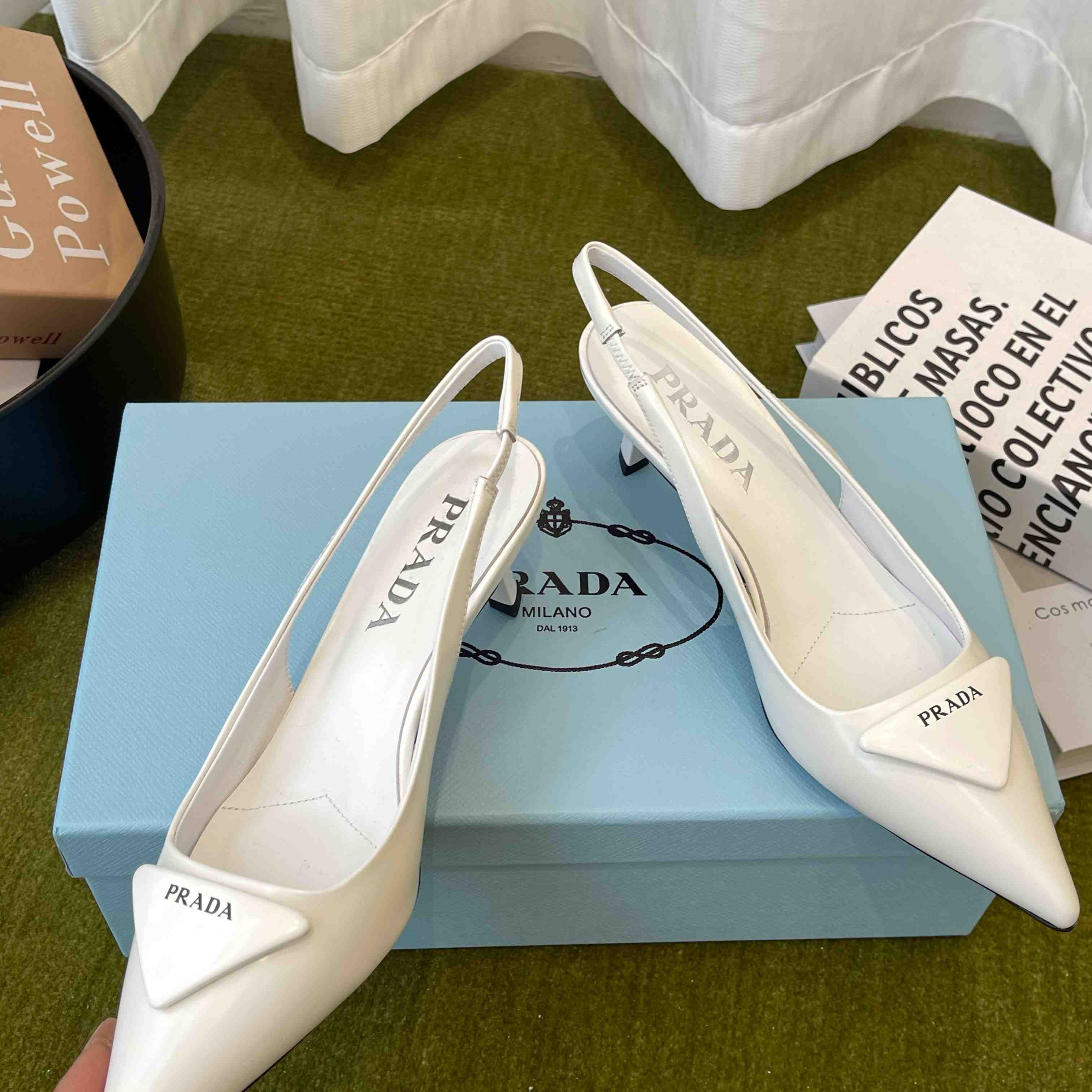 Prada Patent Leather Slingback Pumps - FashionPlug