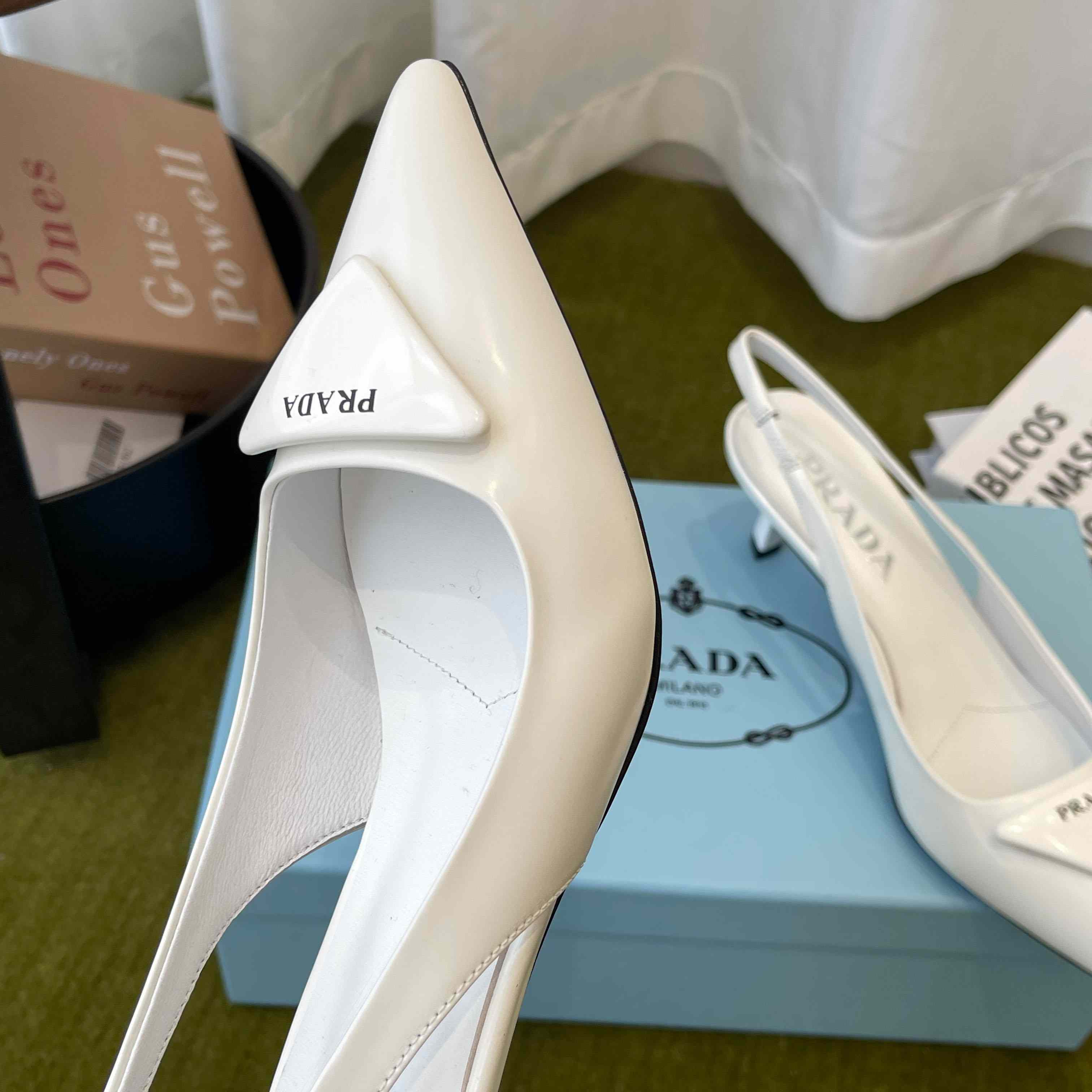 Prada Patent Leather Slingback Pumps - FashionPlug