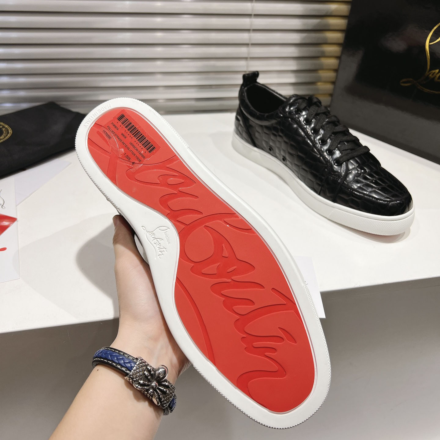 Christian Louboutin Rantulow Orlato Croc-Effect Low-Top Sneakers - FashionPlug