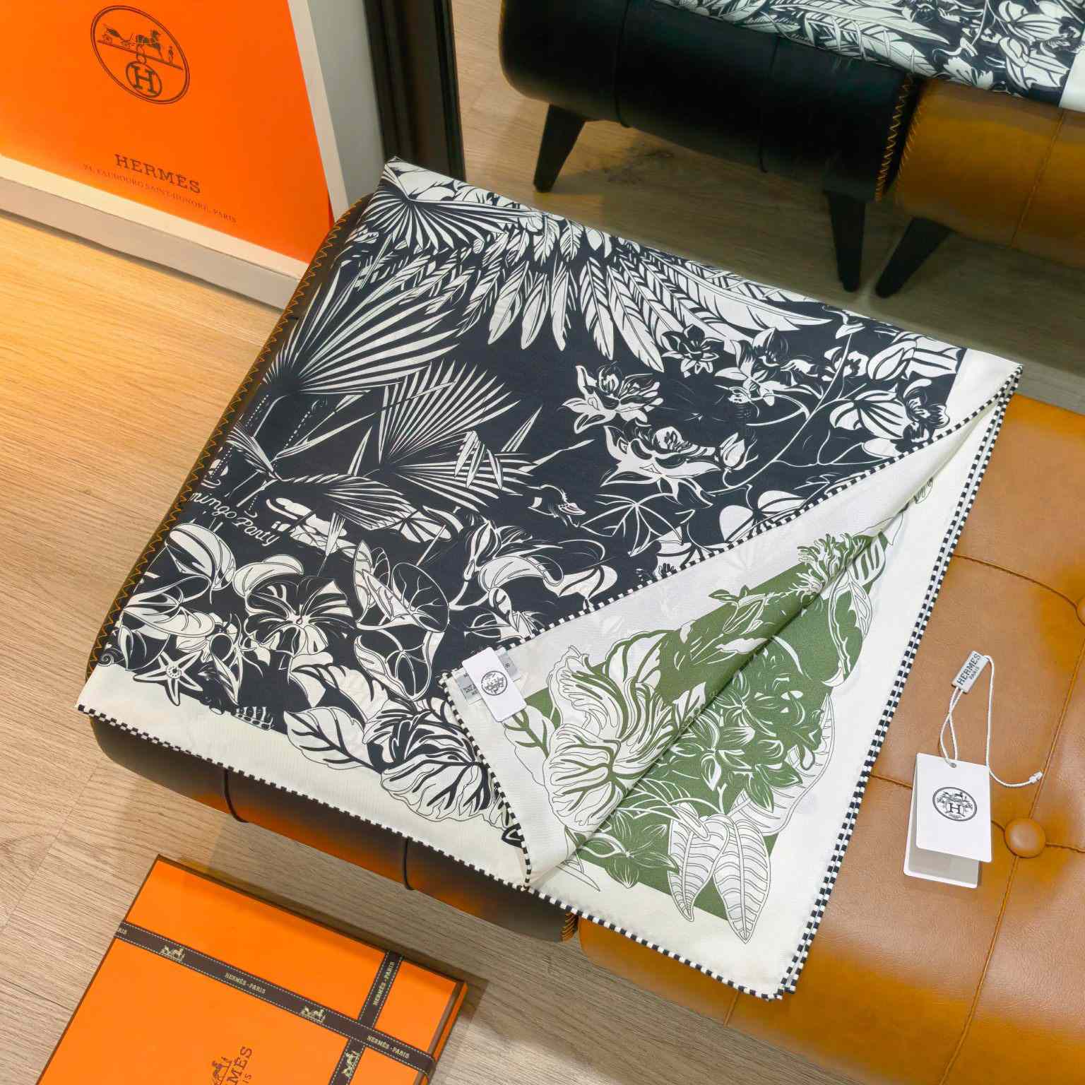 Hermes Flamingo Party Tattoo Double Face Scarf 90 - FashionPlug
