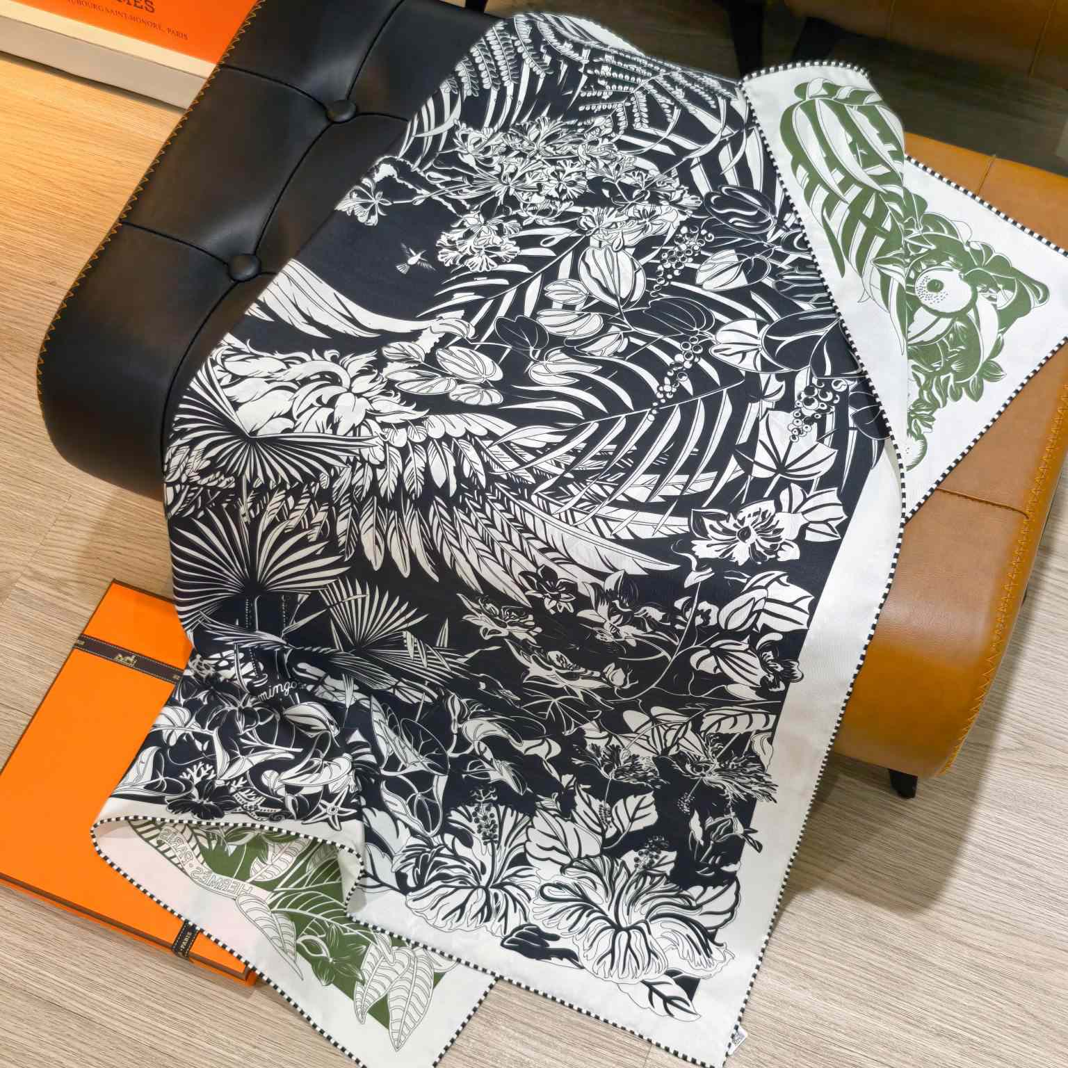 Hermes Flamingo Party Tattoo Double Face Scarf 90 - FashionPlug