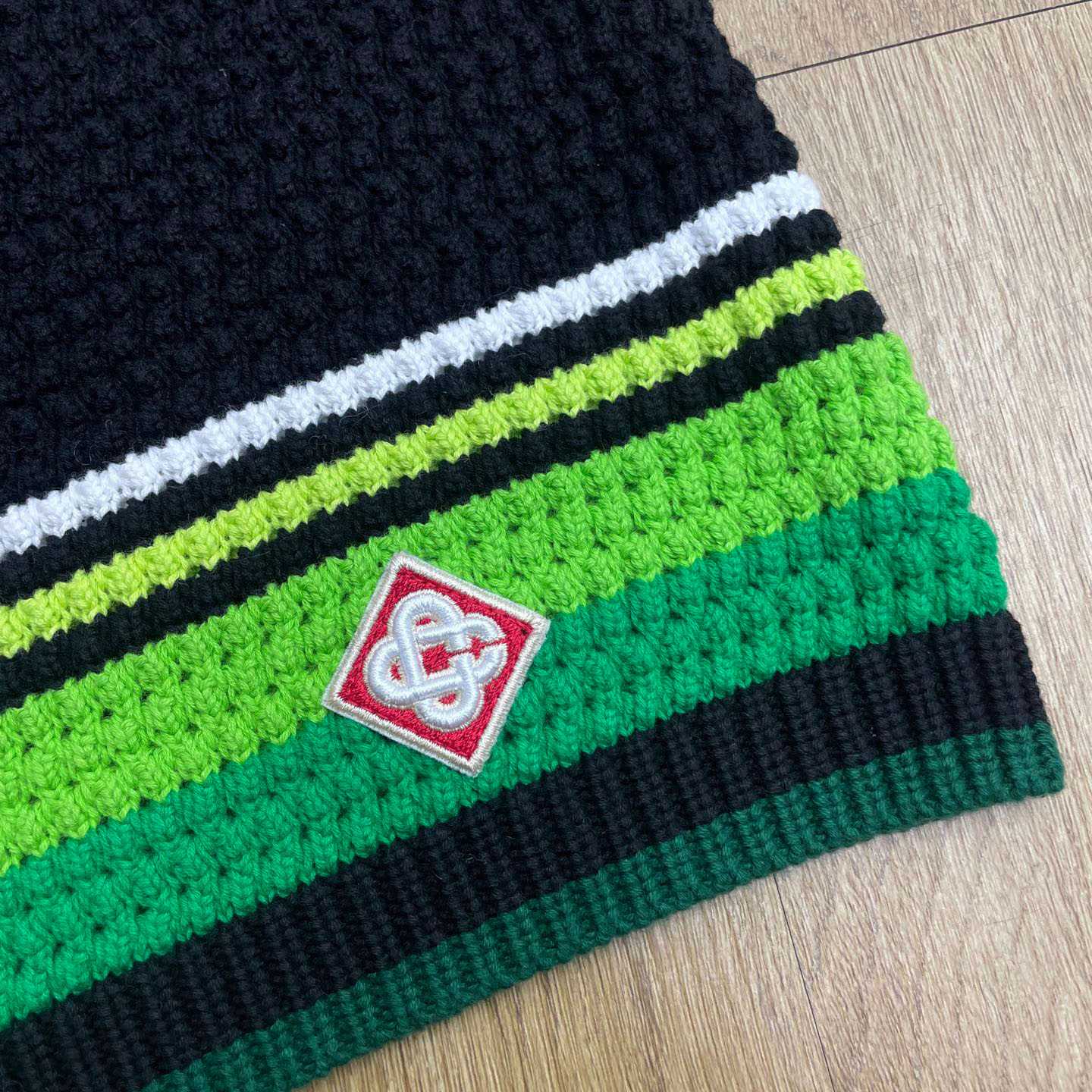 Casablanca Black & Green Striped Crochet Shorts  Z6046 - FashionPlug