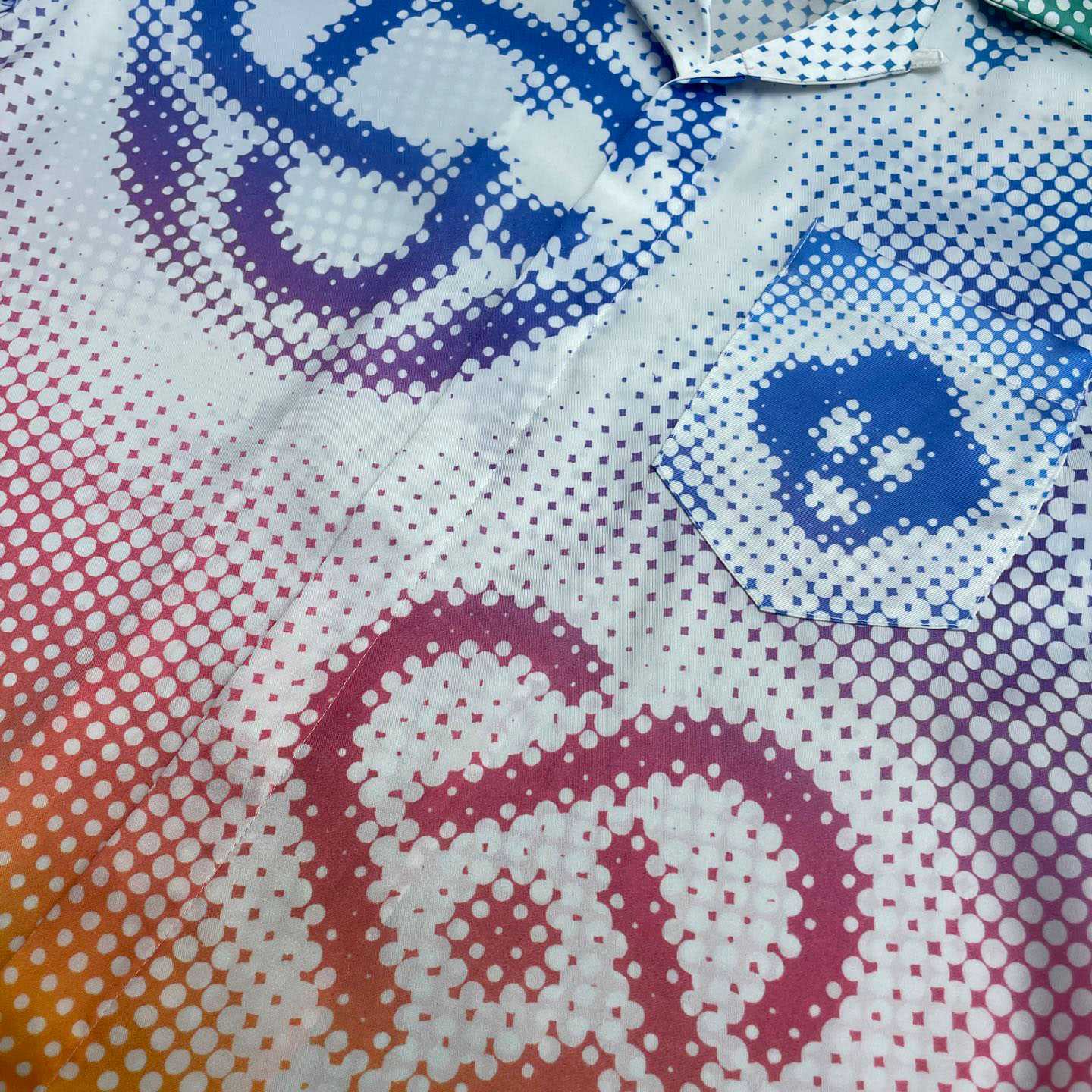 Casablanca Multicolor Halftone Logo Long Sleeve Silk Shirt CA3574 - FashionPlug