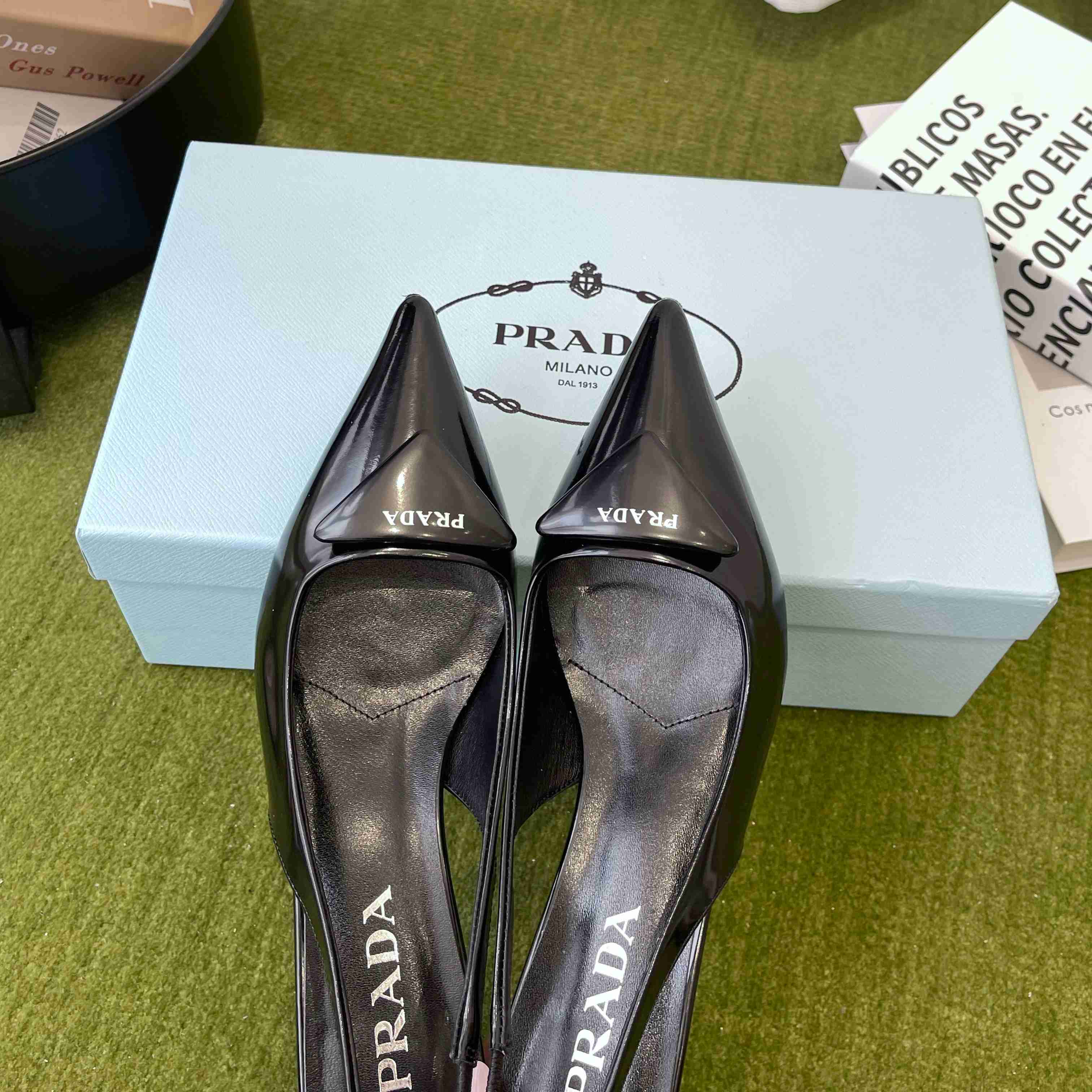 Prada Patent Leather Slingback Pumps - FashionPlug