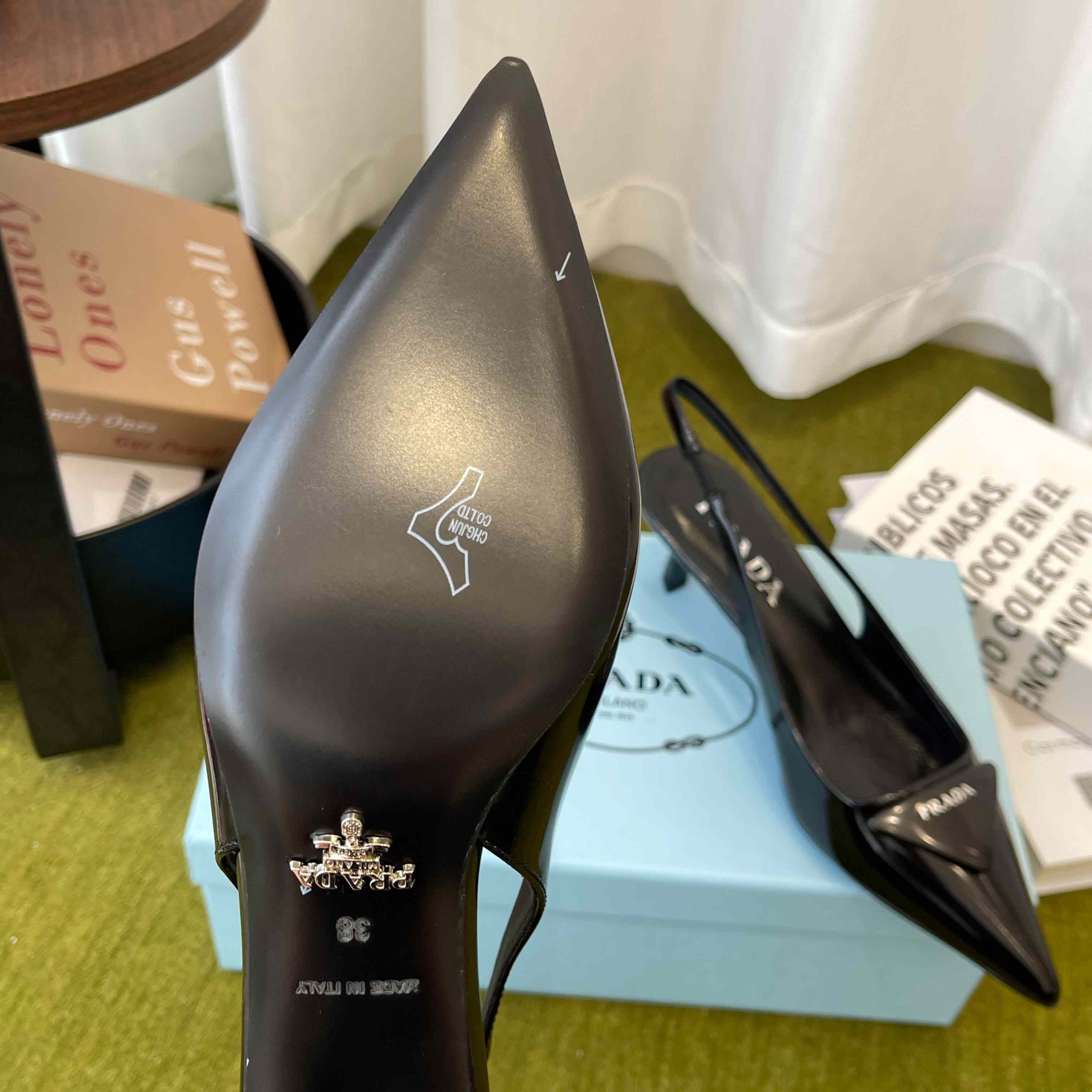 Prada Patent Leather Slingback Pumps - FashionPlug