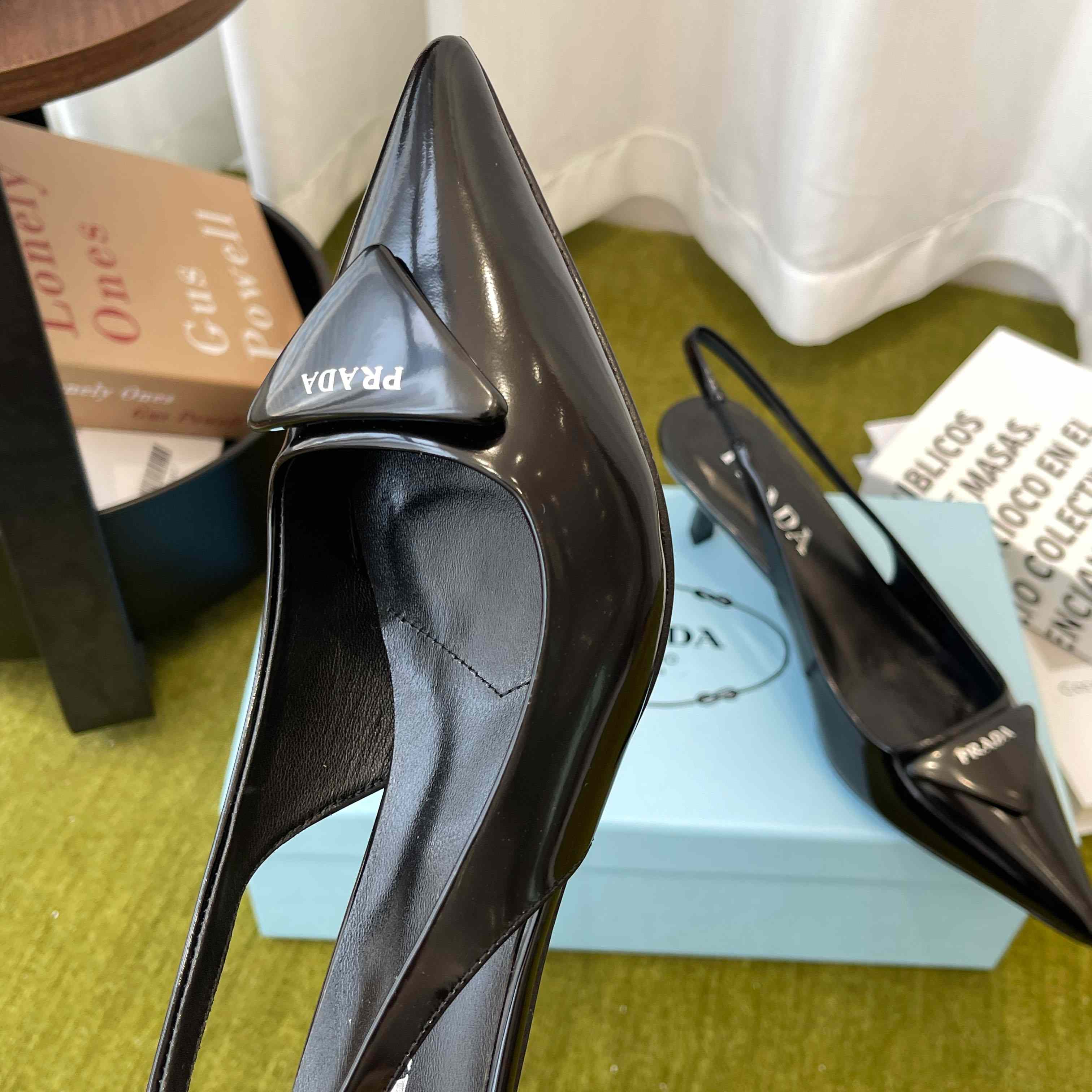 Prada Patent Leather Slingback Pumps - FashionPlug