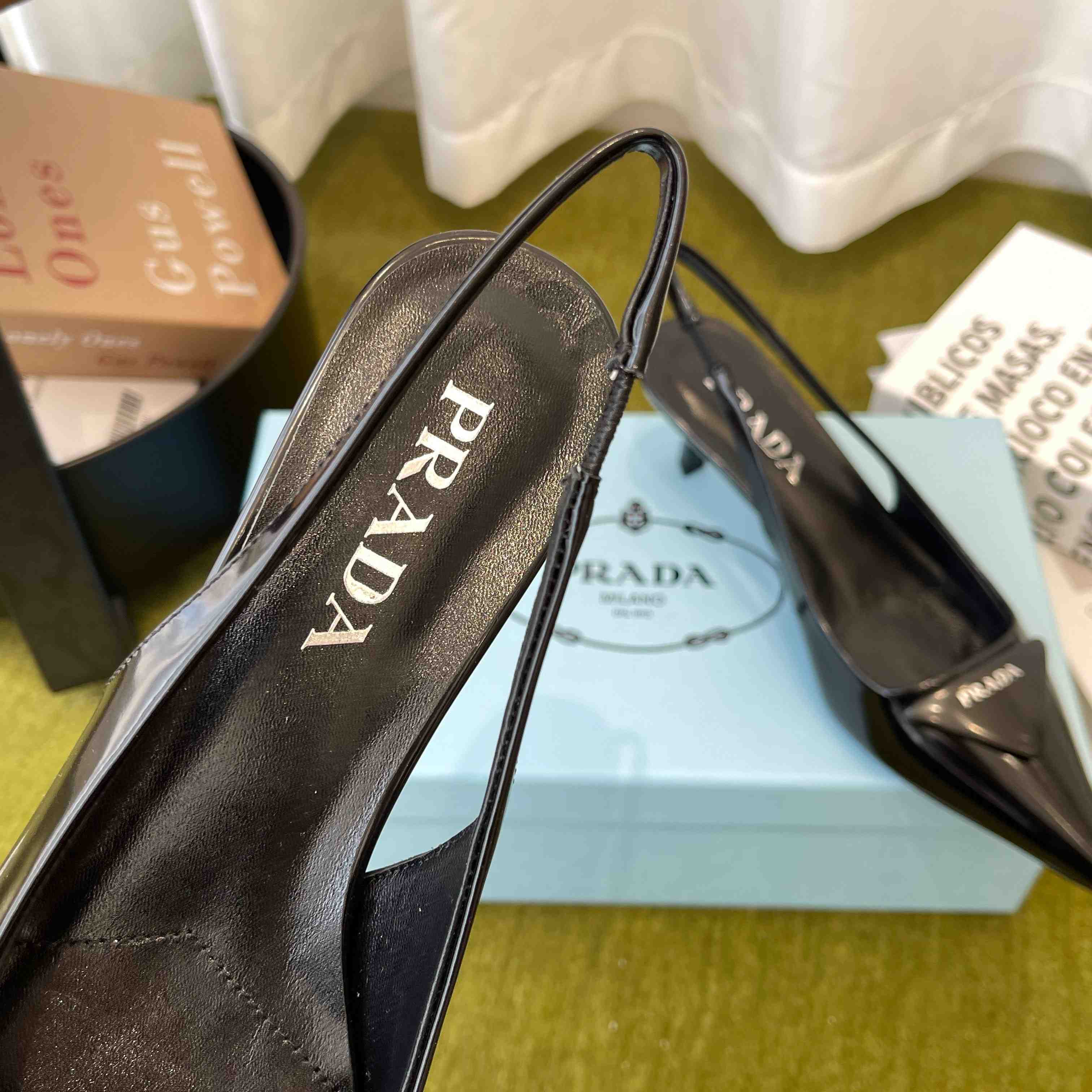 Prada Patent Leather Slingback Pumps - FashionPlug